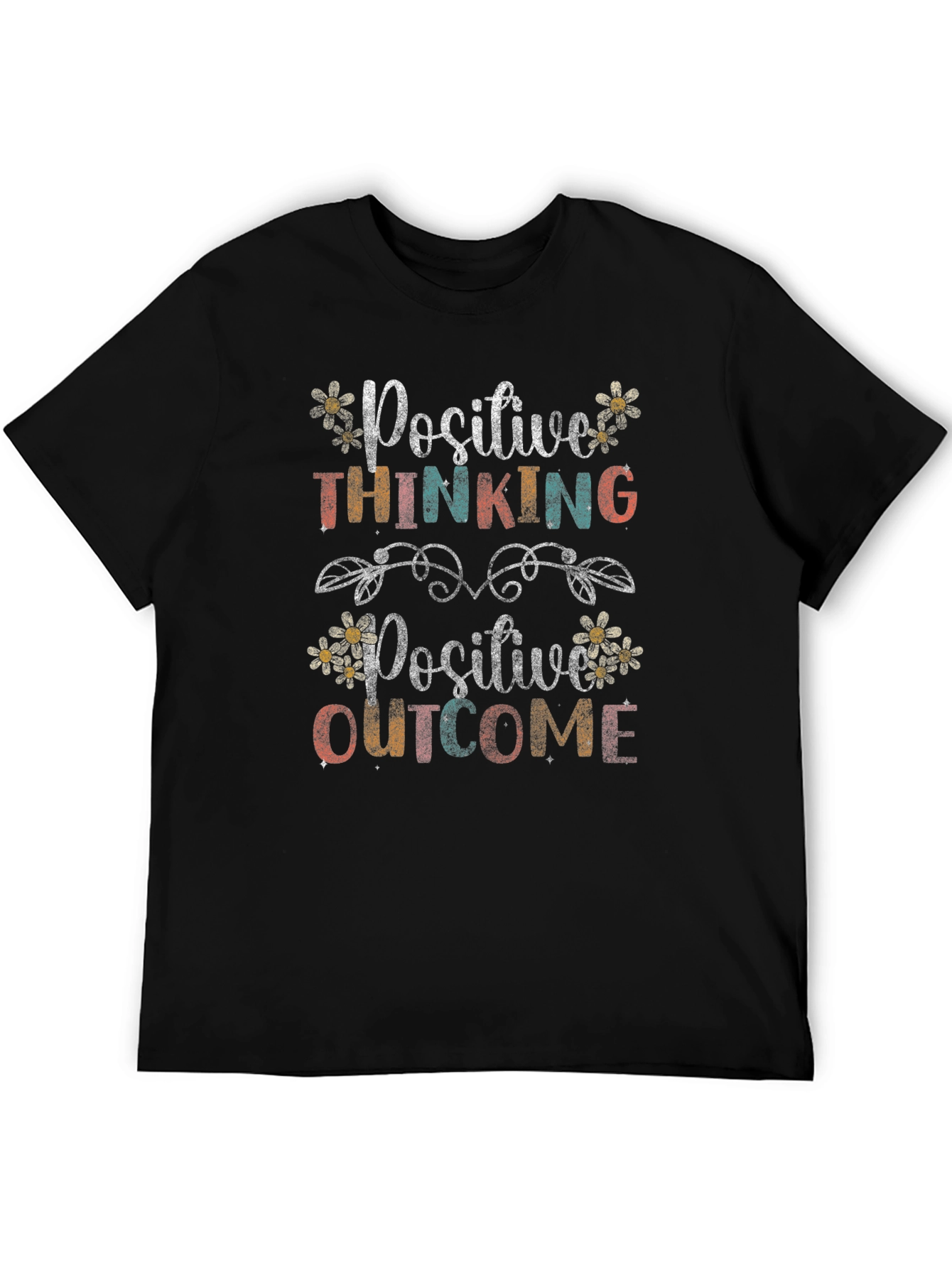 Black Positive Thinking Positive Outcome T-Shirt view 5