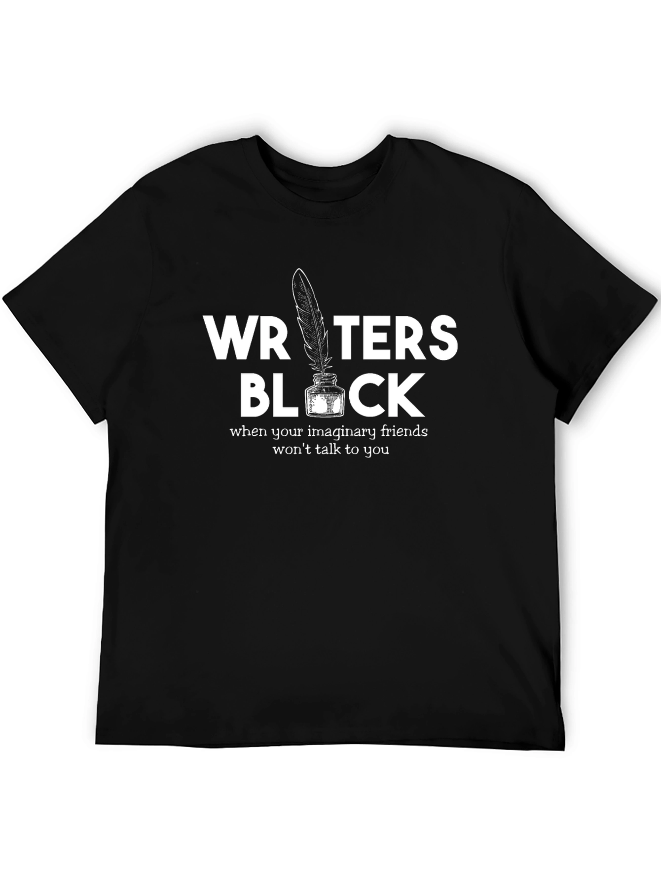 Black Writer's Block Graphic Tee - Funny Writing T-Shirt view 5