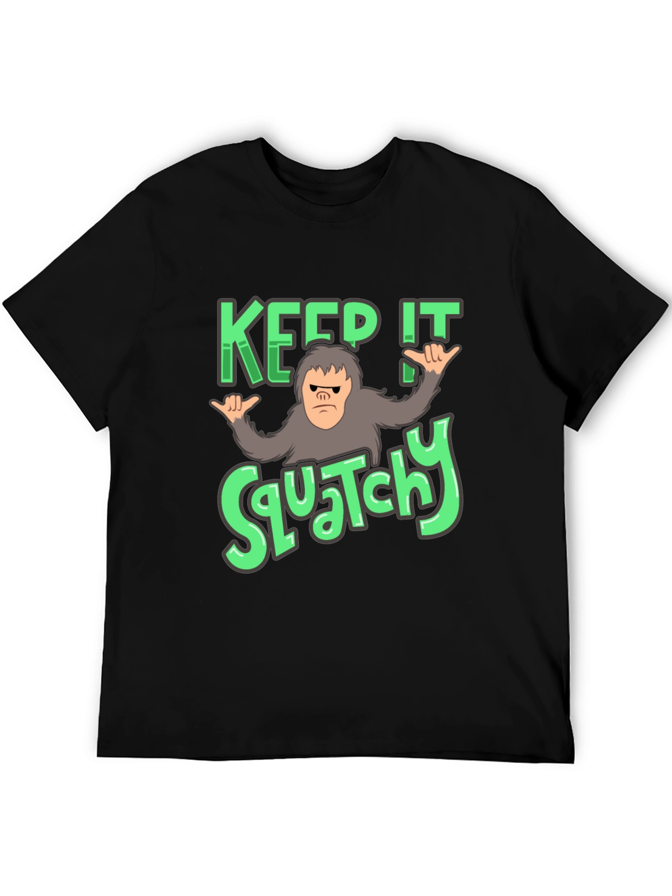 Black Keep It Squatchy T-Shirt: Bigfoot Graphic Tee view 5