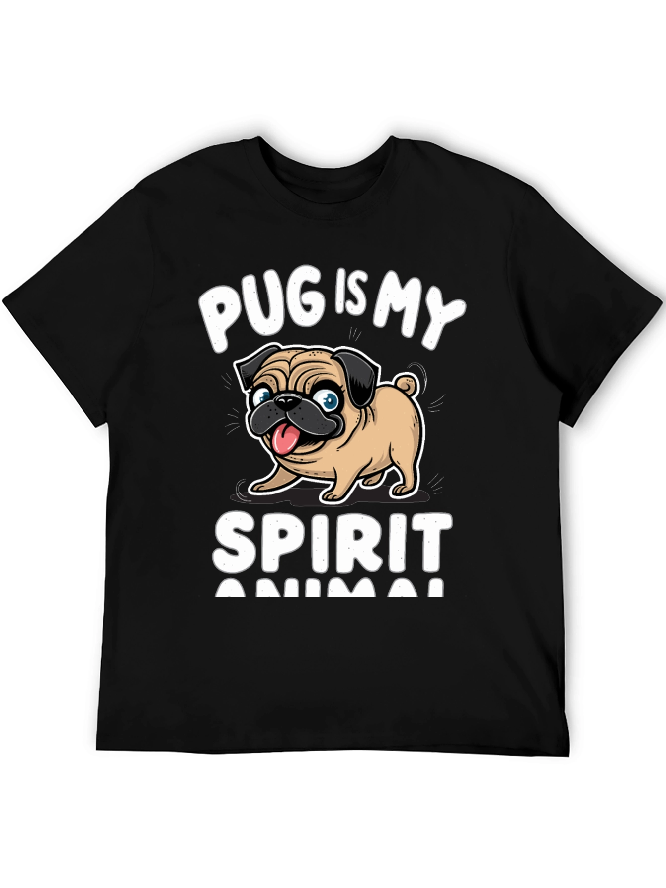 Black Pug Is My Spirit Animal T-Shirt, Black view 5