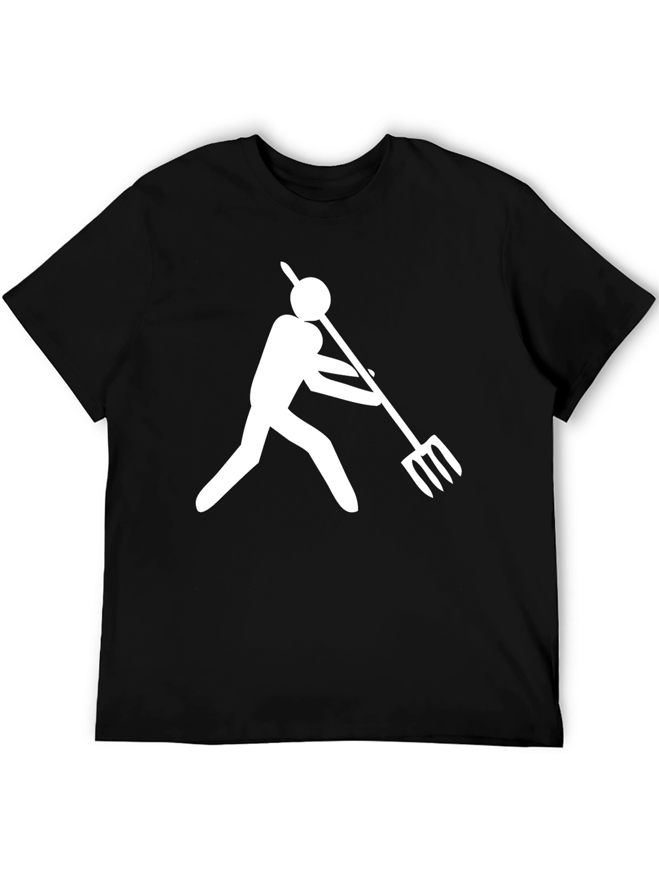 Black Funny Pitchfork T-Shirt - Black Cotton Tee view 5