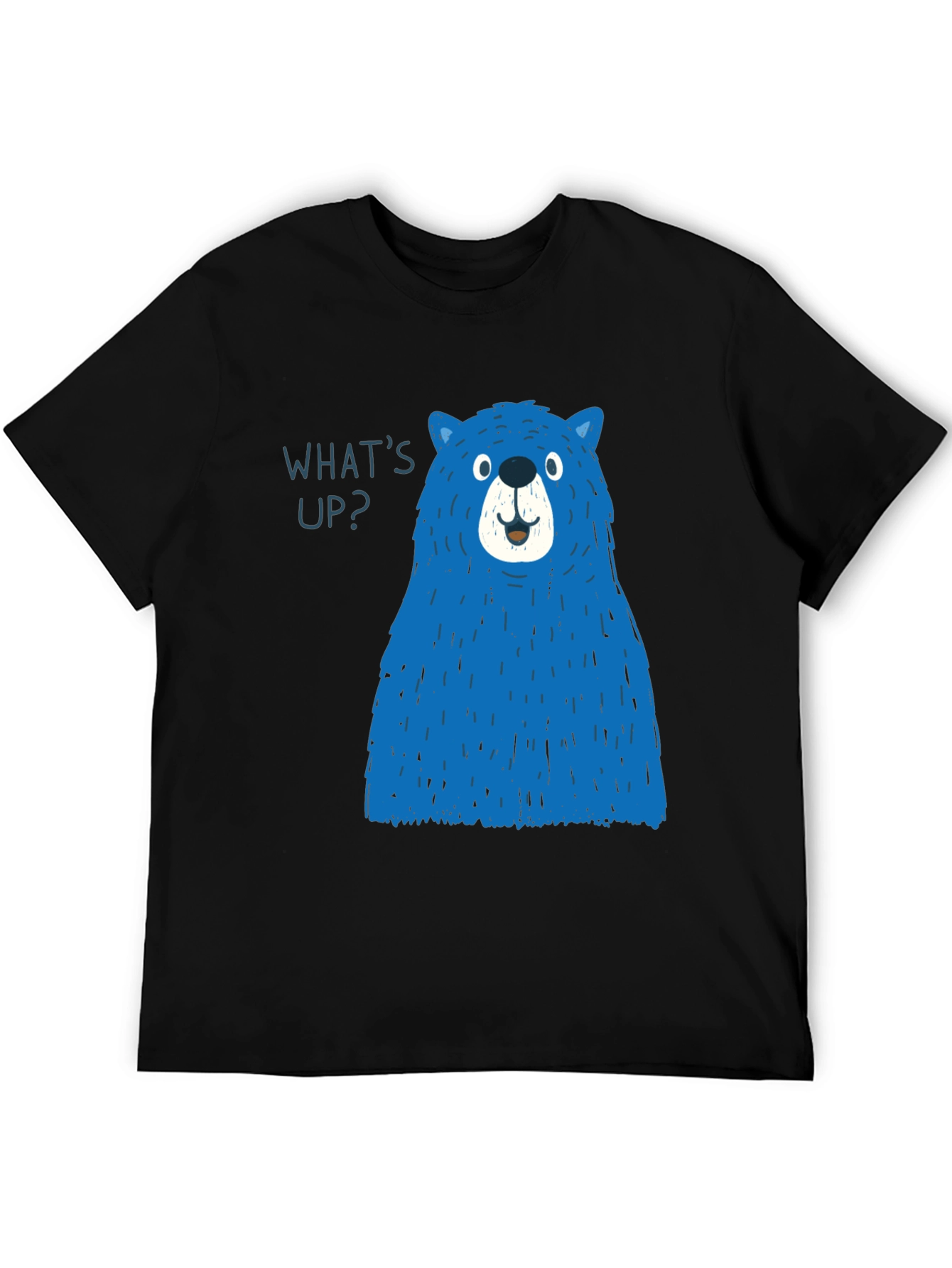 Black Blue Bear Graphic T-Shirt - Men's Casual Tee view 5
