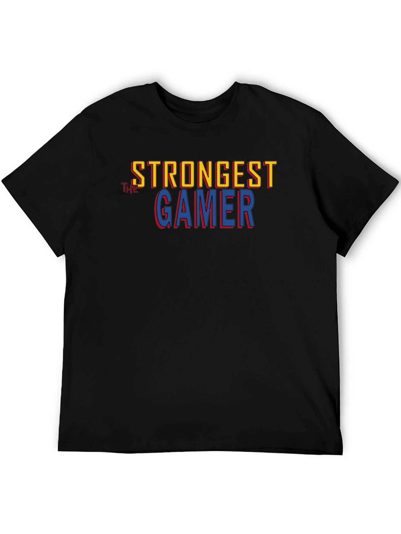 Black Strongest Gamer Black Graphic Tee view 5