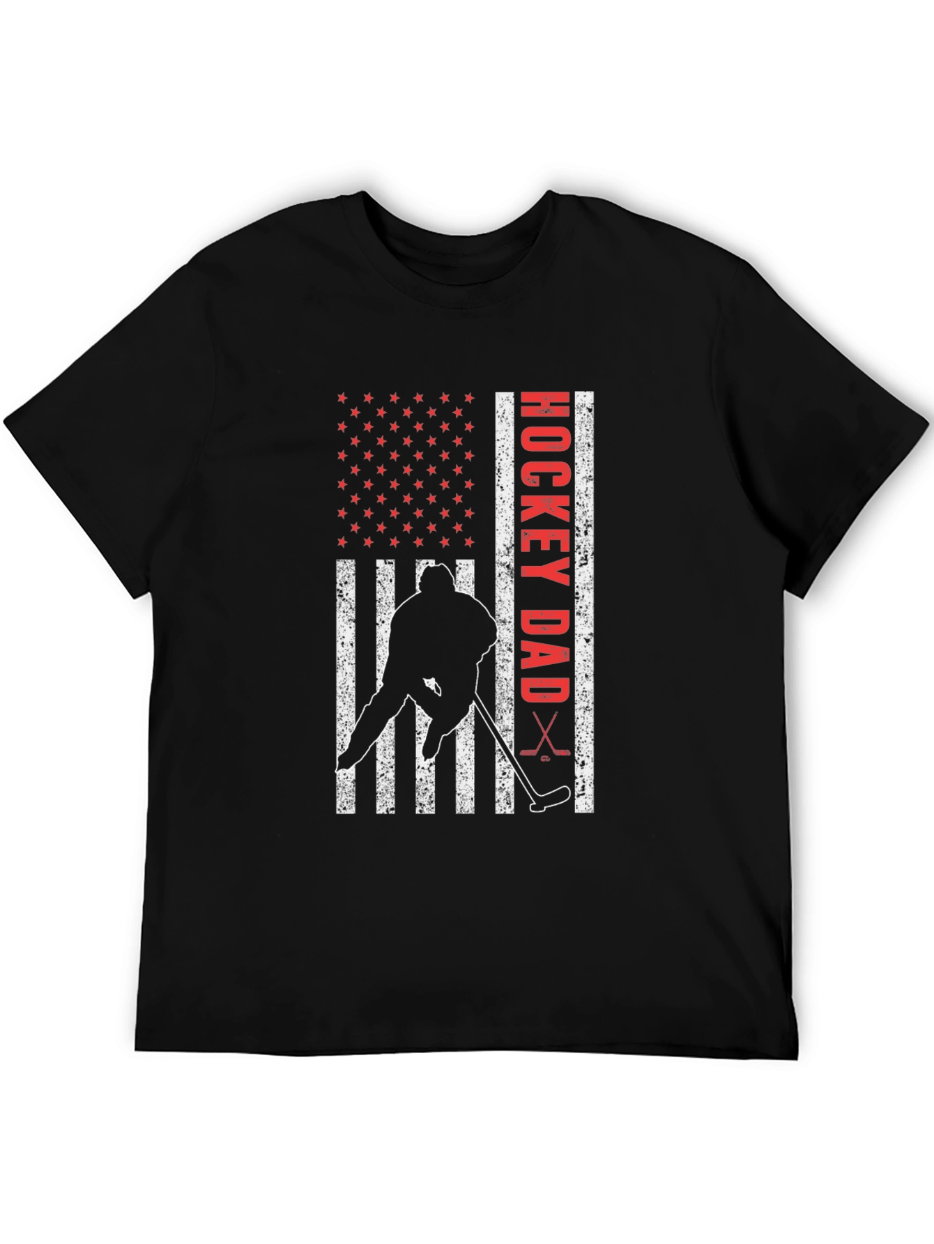 Black Hockey Dad USA Flag T-Shirt view 5
