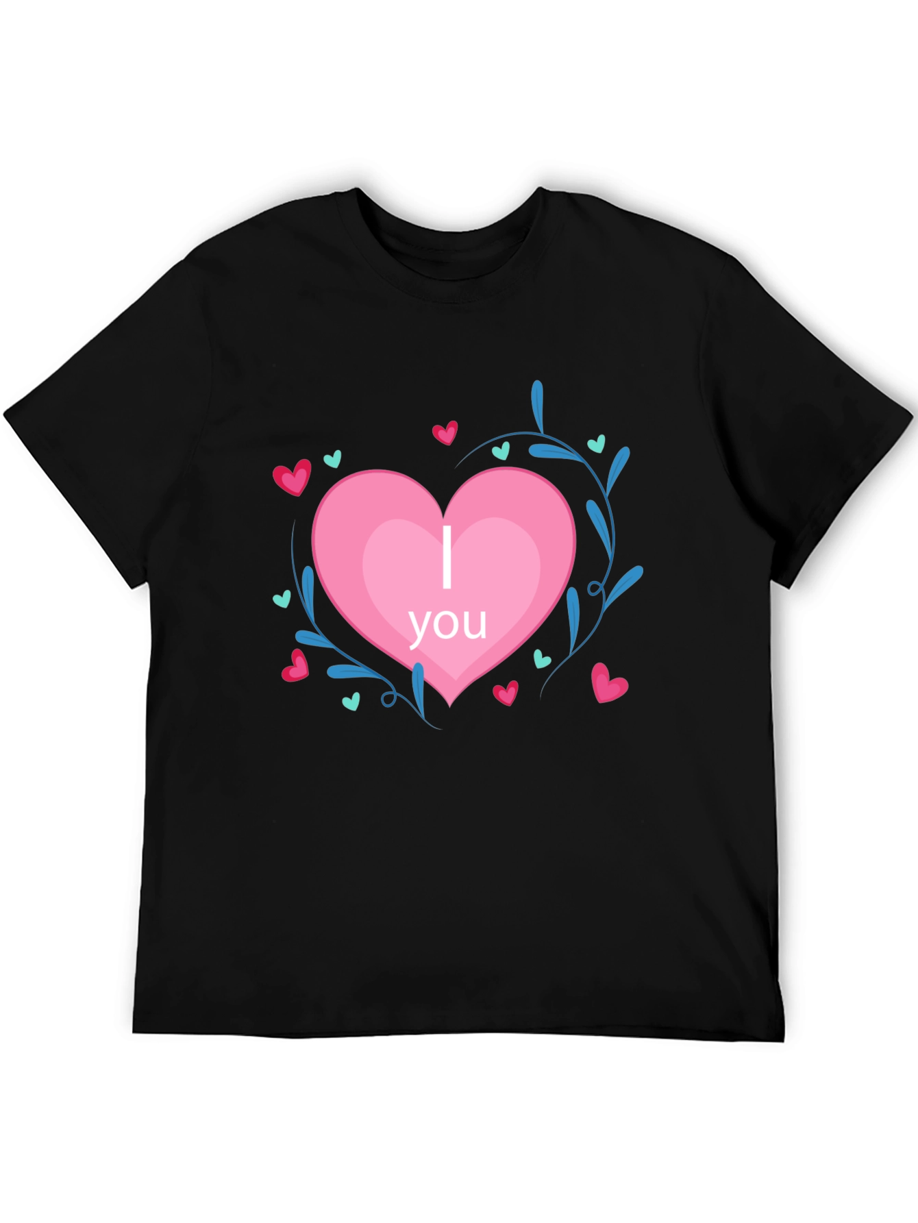 Black I Heart You Graphic Tee - Black Crew Neck T-Shirt view 5