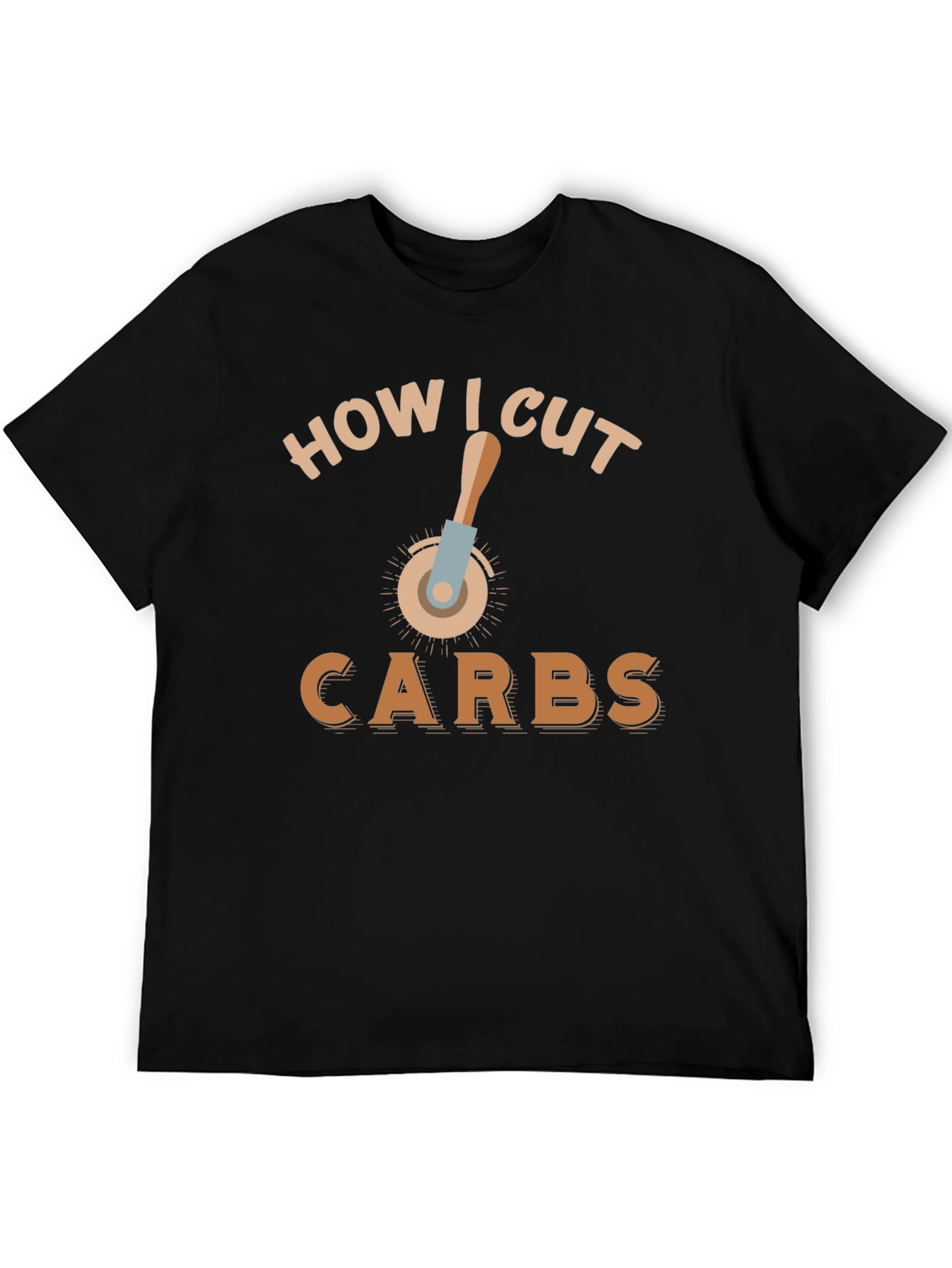 Black Funny How I Cut Carbs T-Shirt view 5