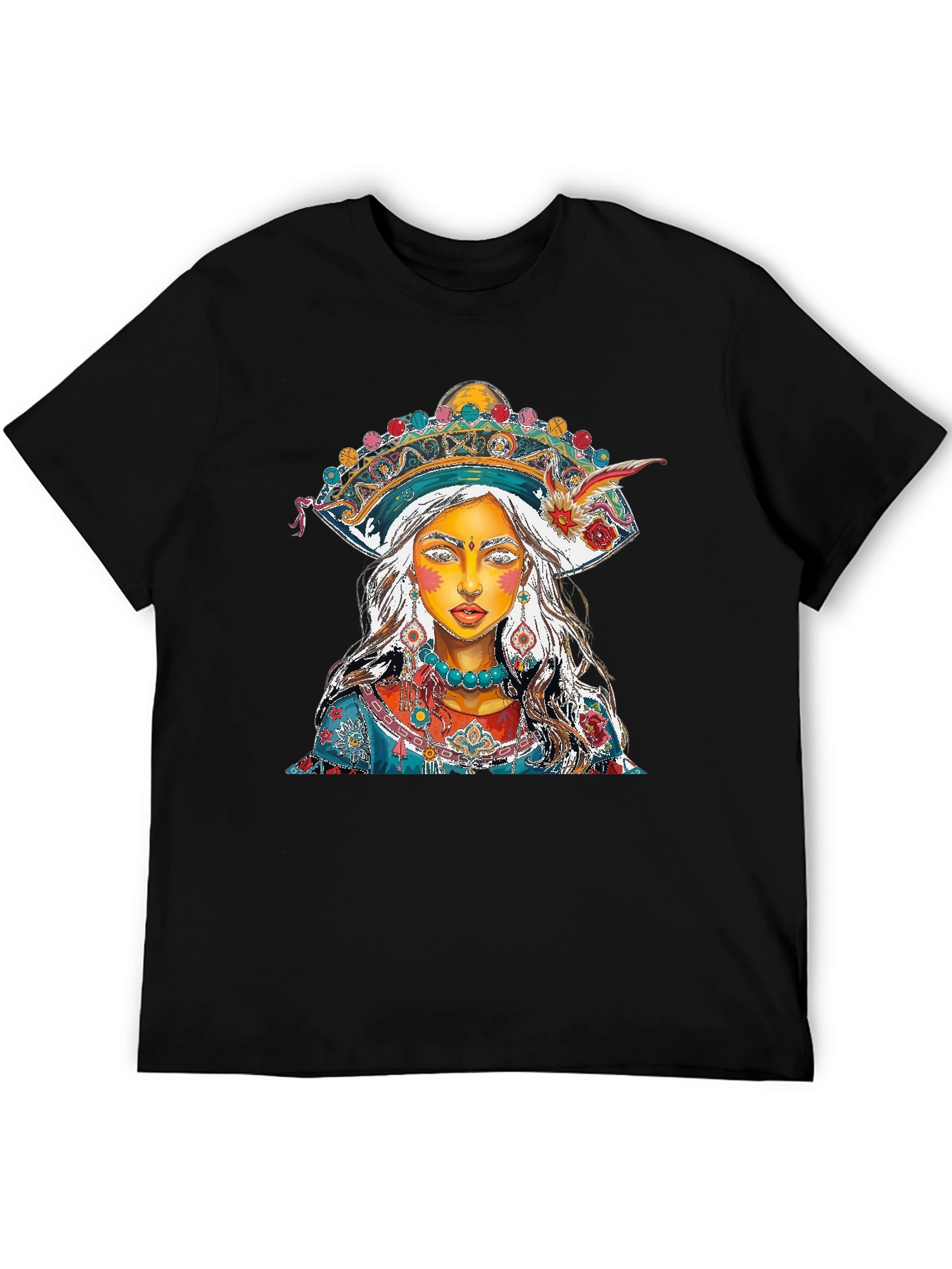 Black Artistic Woman Portrait Graphic Print Men's T-Shirt view 5