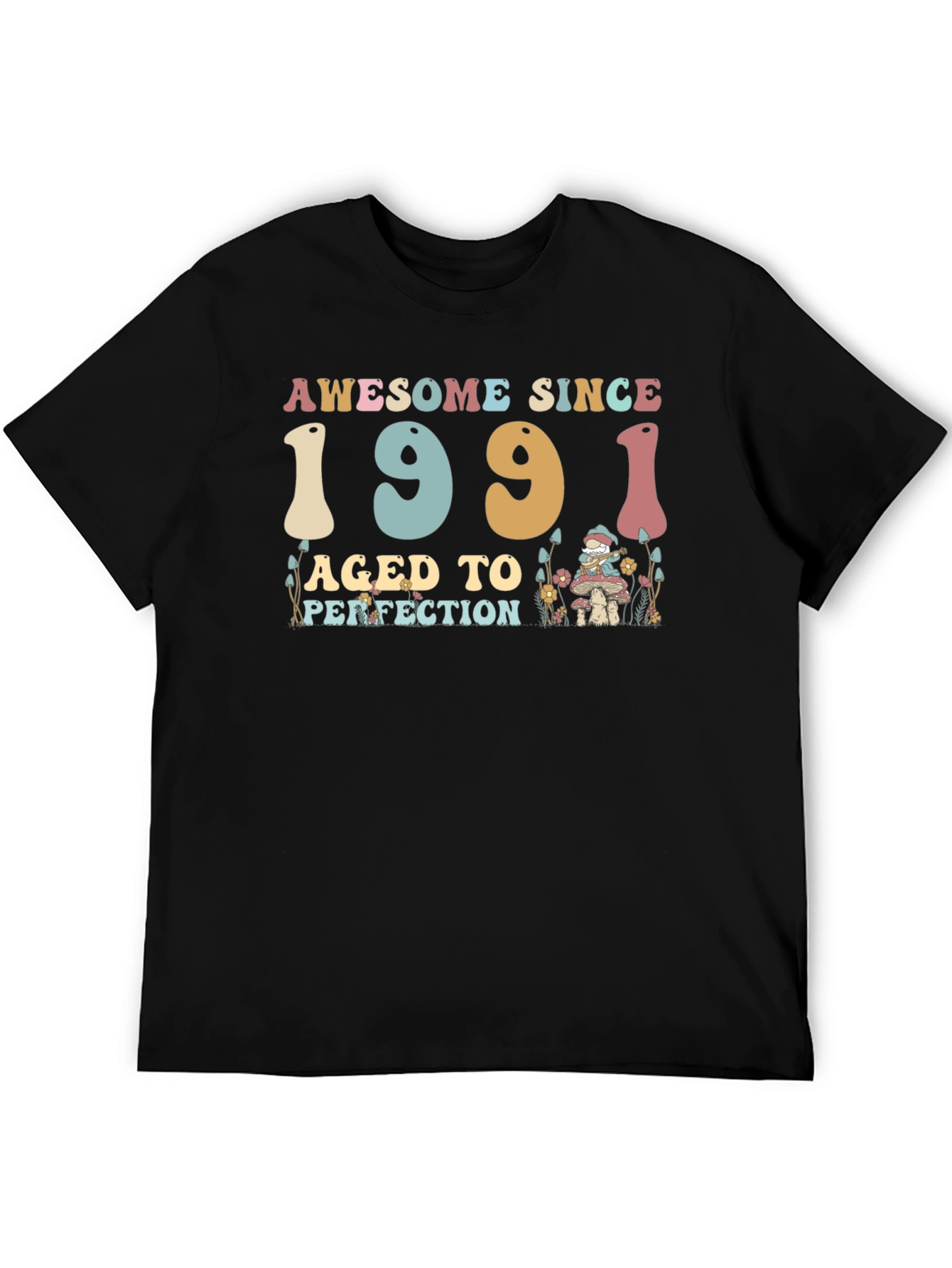 Black Awesome Since 1991 Aged to Perfection Black T-Shirt view 5