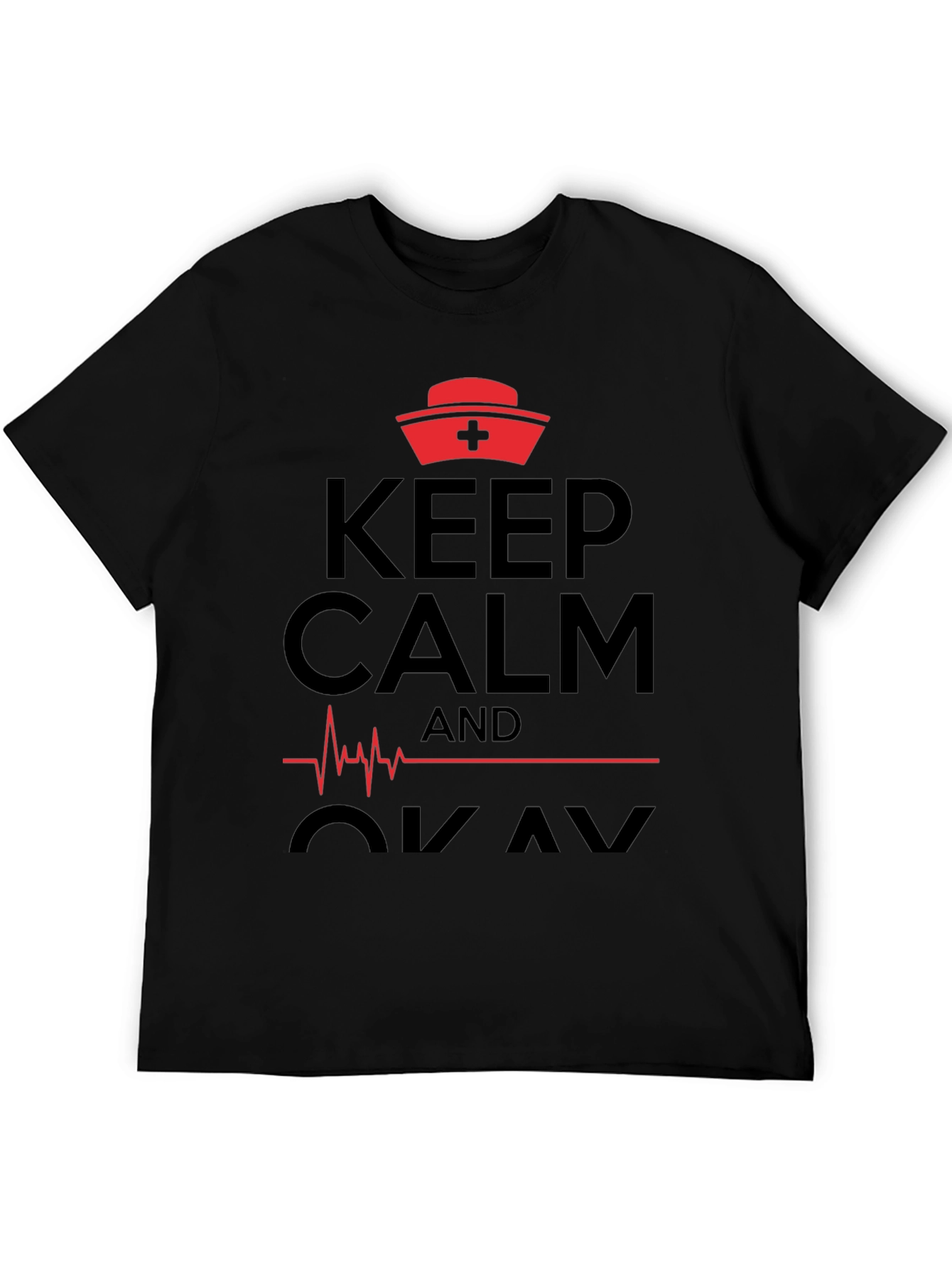 Black Keep Calm Nurse T-Shirt Funny Medical Shirt view 5