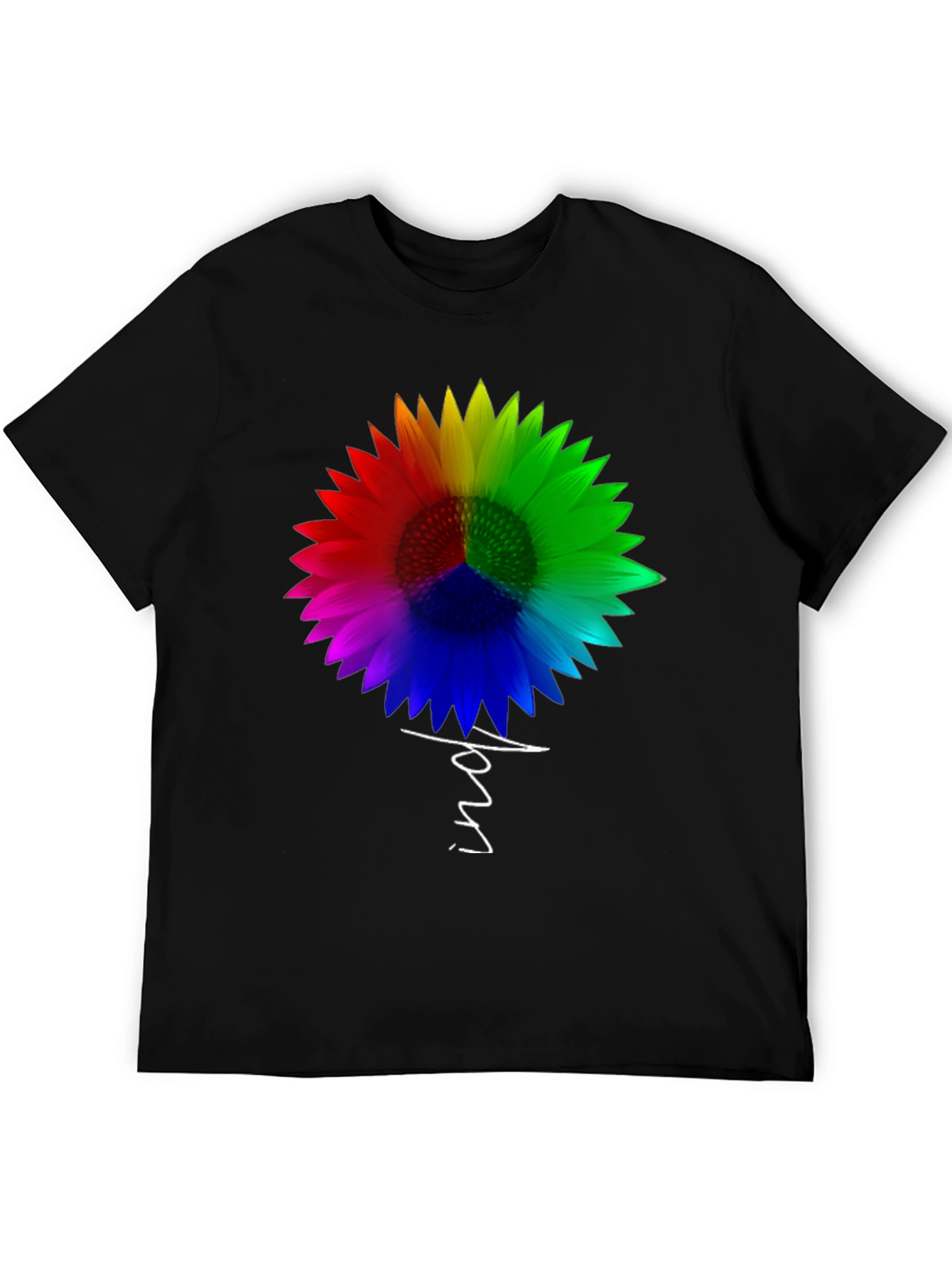 Black Rainbow Sunflower Peace Sign T-Shirt - Unisex view 5
