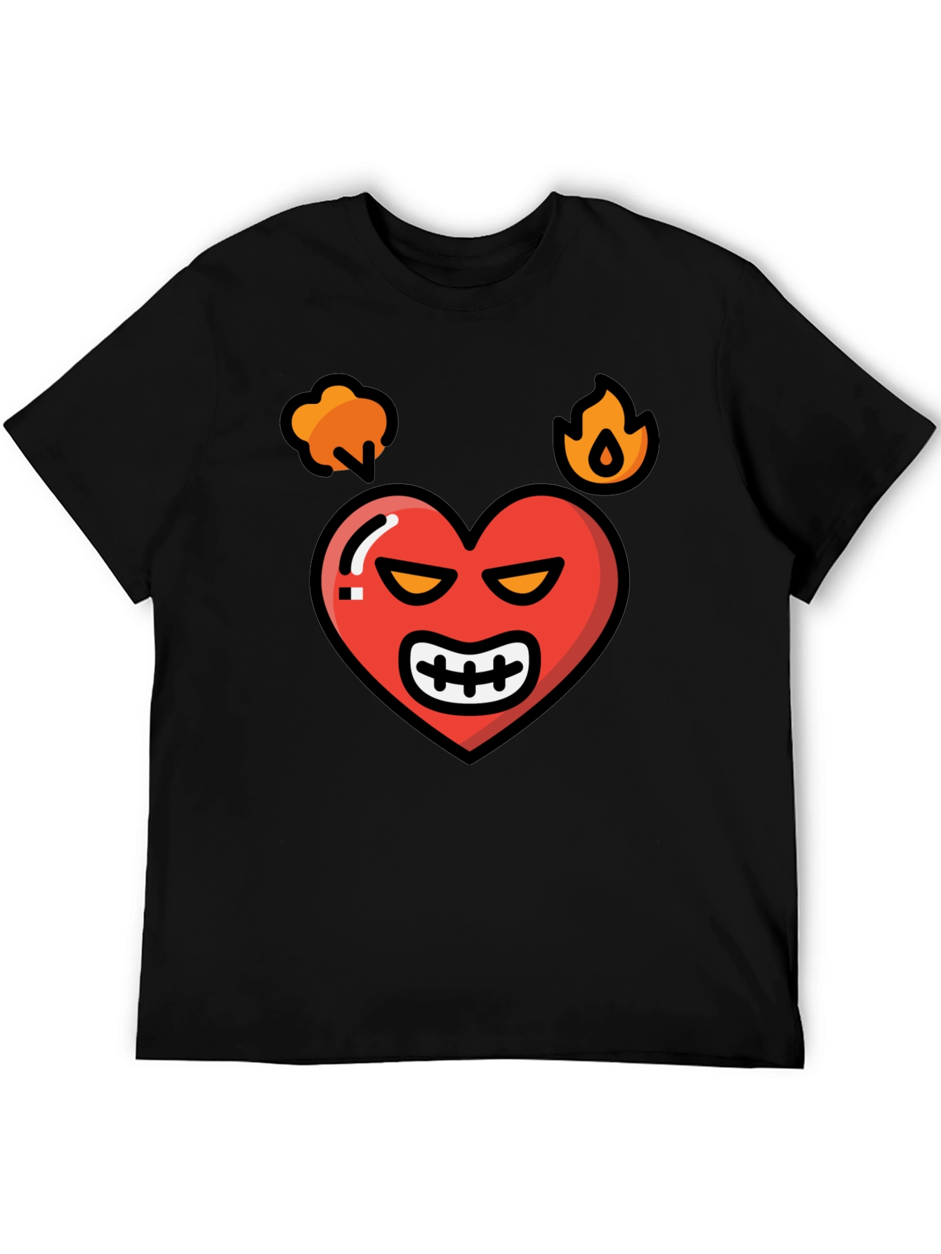 Black Angry Heart Graphic Tee - Black Cotton Blend Shirt view 5
