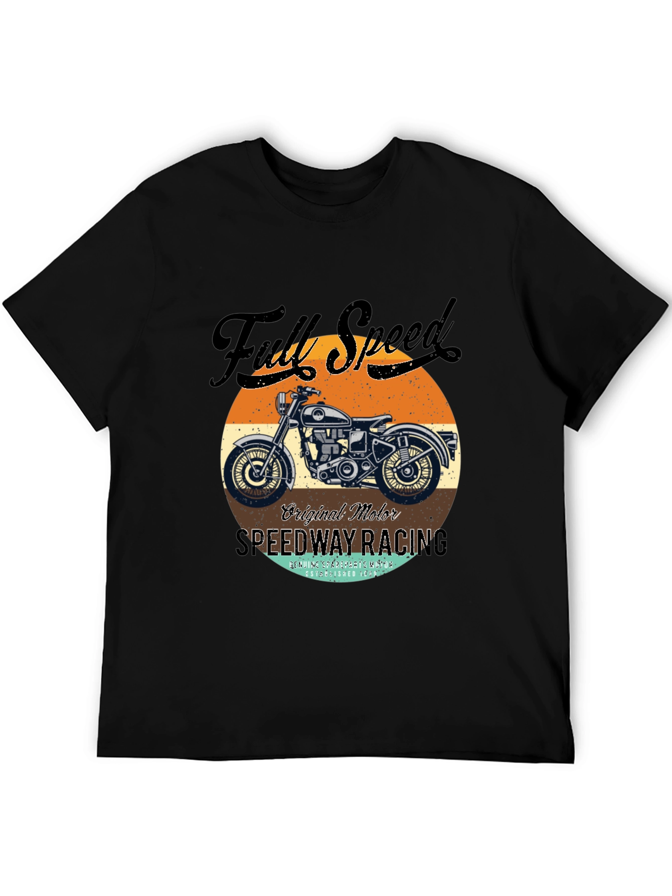 Black Full Speed Vintage Motorcycle Graphic Tee view 5