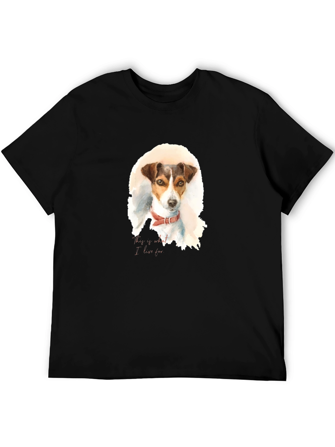 Black Dog Watercolor Print Black T-Shirt view 5