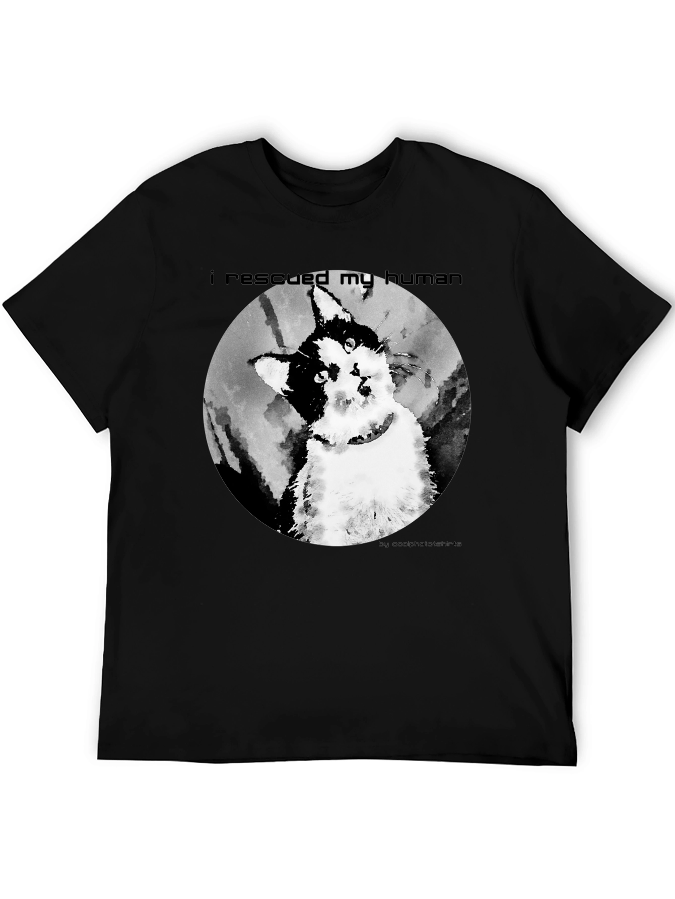 Black Rescued My Human Graphic T-Shirt view 5