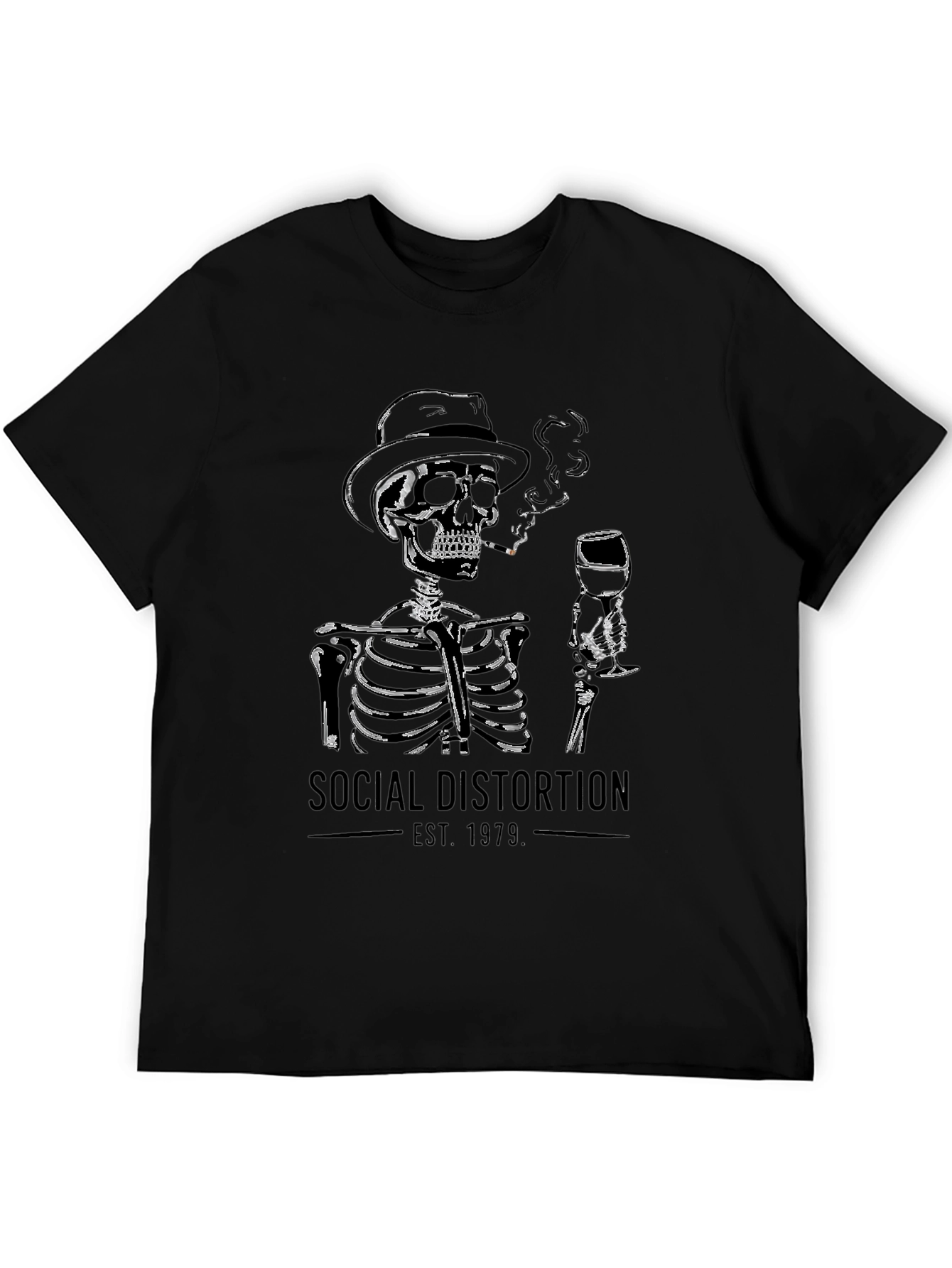 Black Social Distortion Skeleton Graphic T-Shirt view 5