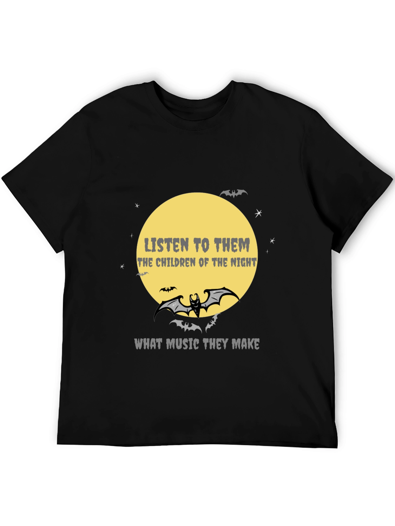 Black Listen to Them T-Shirt - Gothic Bat Design view 5