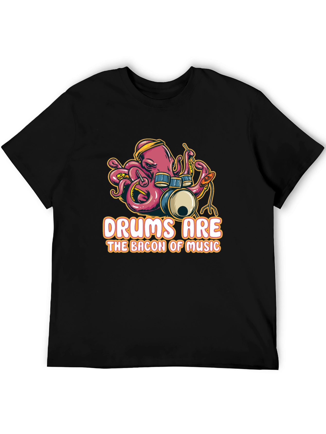 Black Octopus Drummer T-Shirt - Music Lover Tee view 5