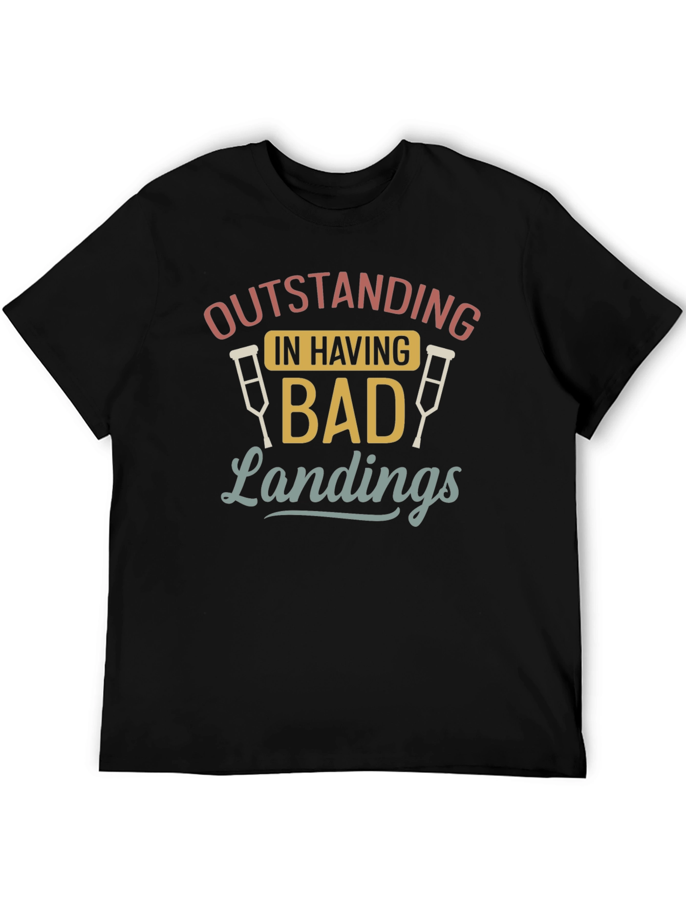 Black Outstanding Bad Landings Graphic T-Shirt view 5