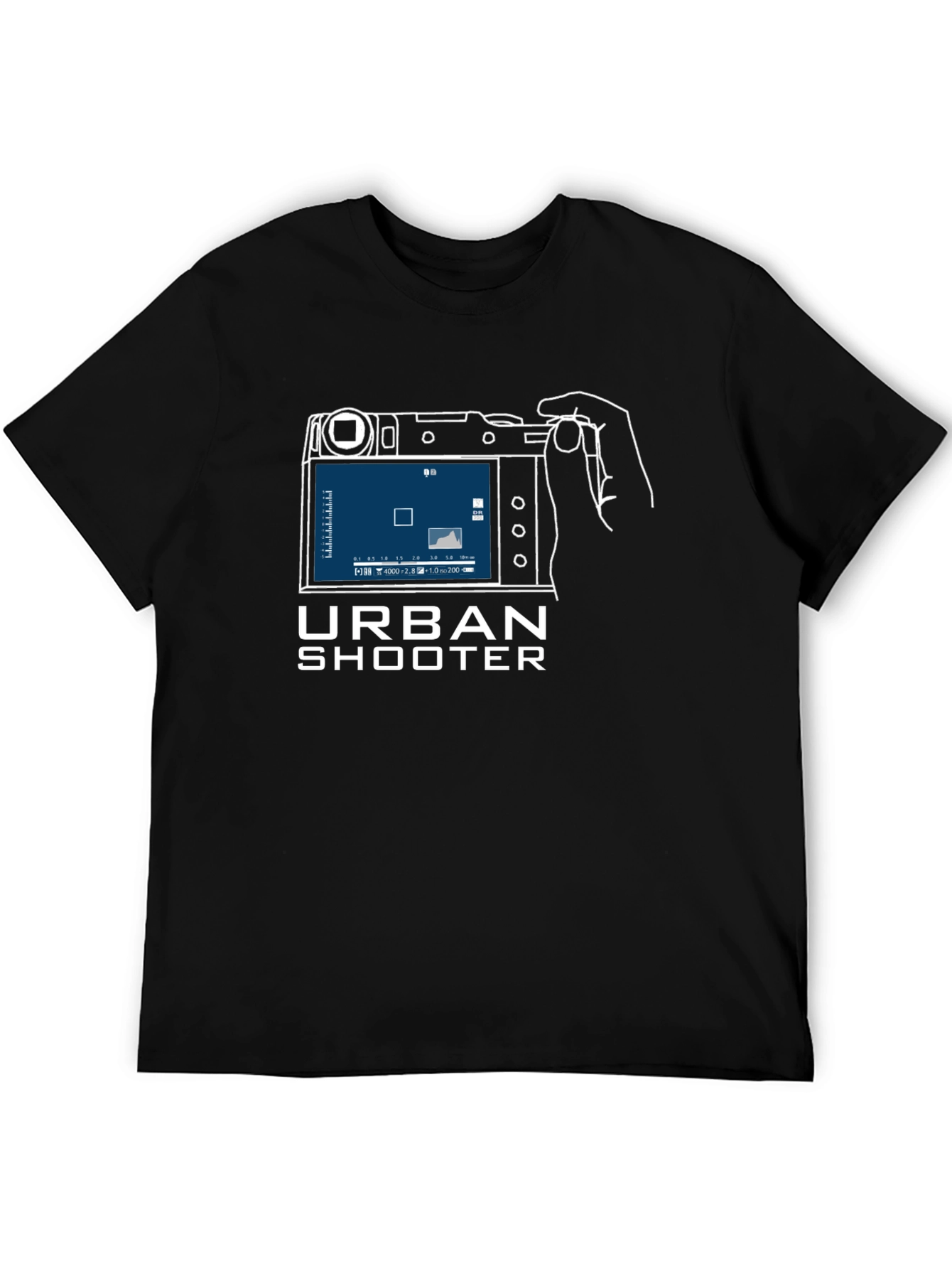 Black Urban Shooter T-Shirt: Camera Graphic Tee view 5