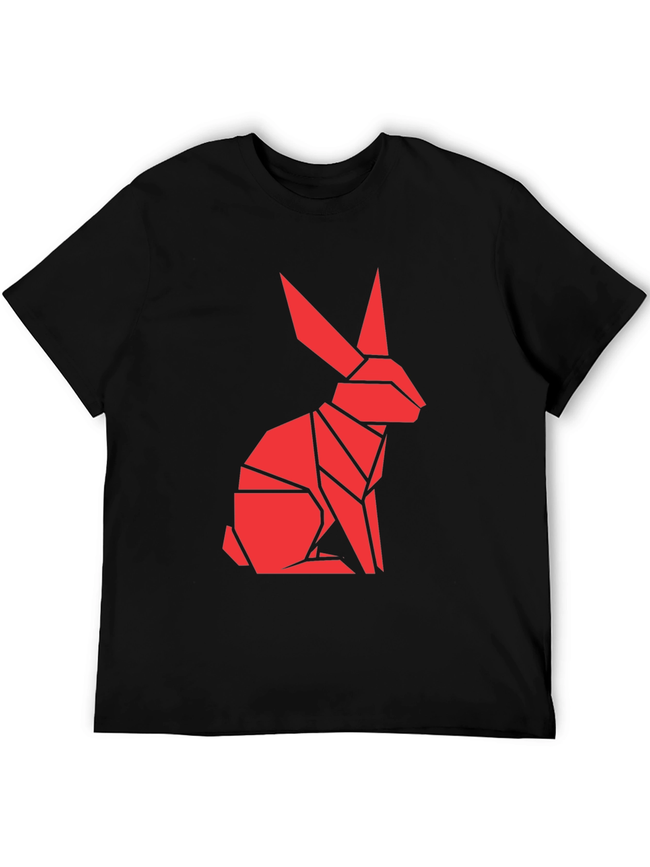 Black Origami Rabbit Graphic T-Shirt - Unique Design view 5