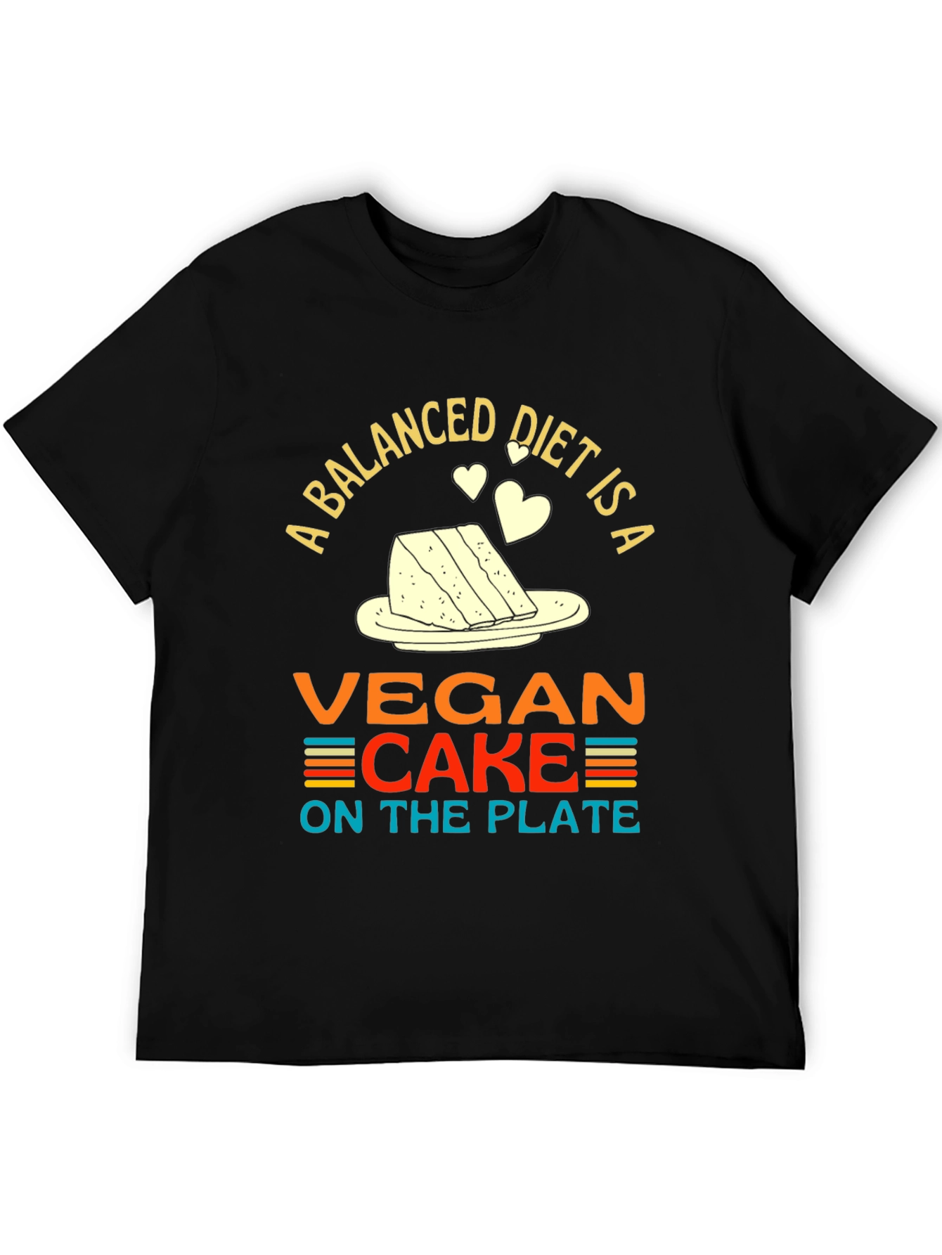 Black Vegan Cake Diet T-Shirt - Funny Vegan Gift view 5