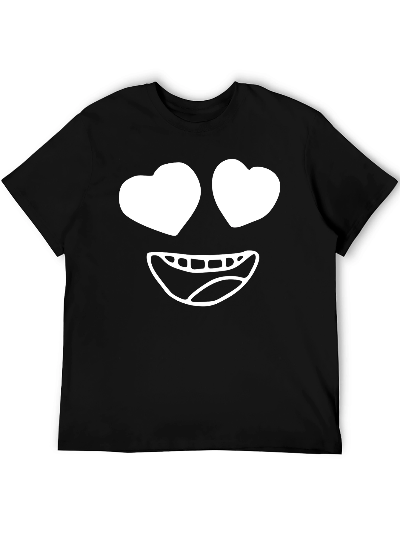 Black Heart Eyes Emoji Black T-Shirt view 5