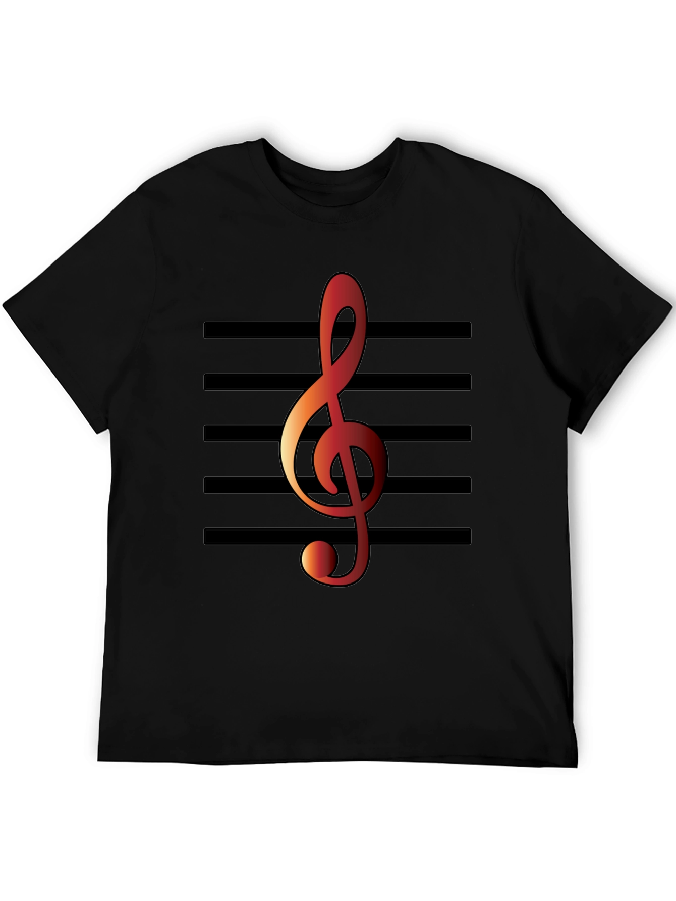 Black Musical Note T-Shirt - Treble Clef Design view 5