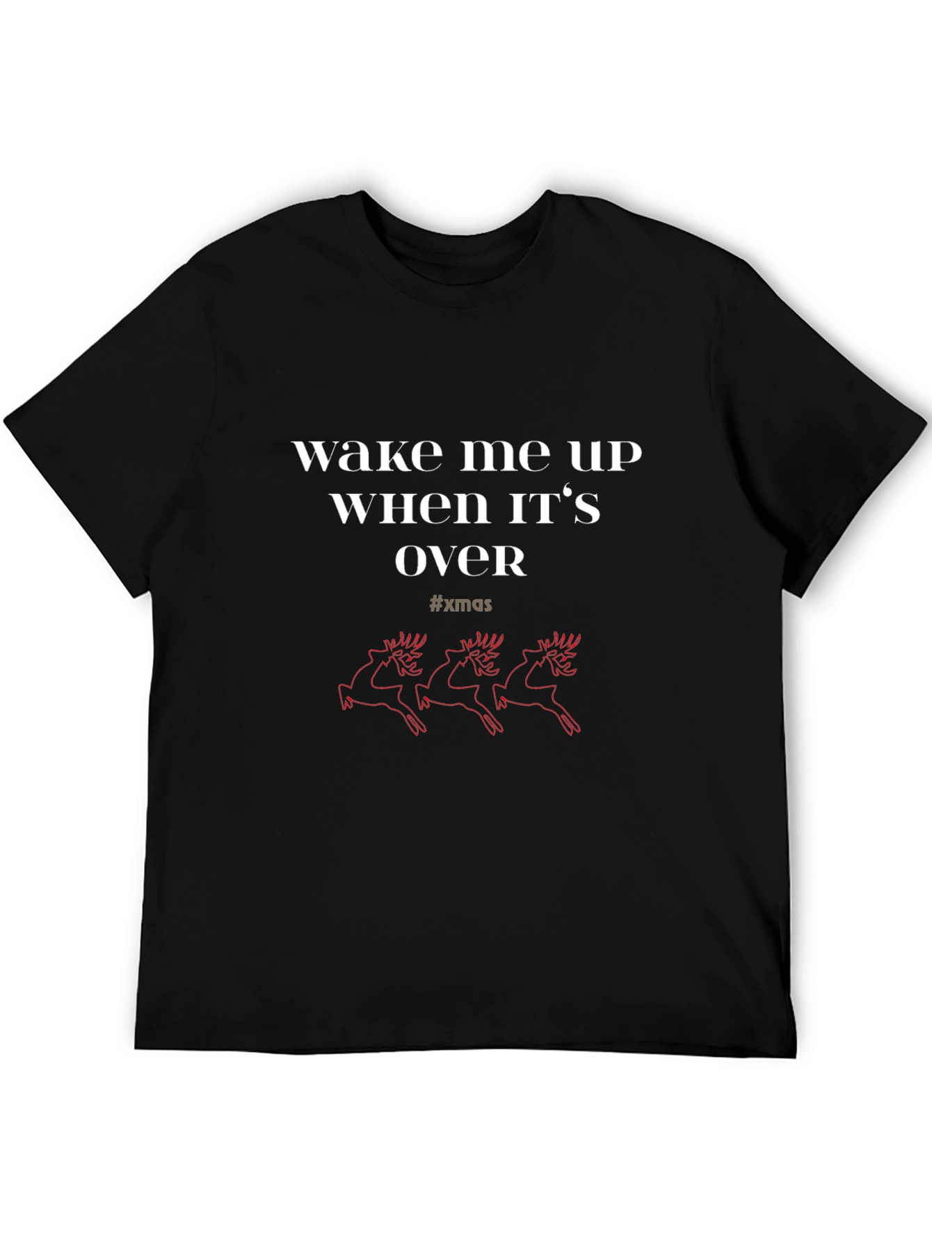 Black Wake Me Up When Xmas Is Over T-Shirt view 5