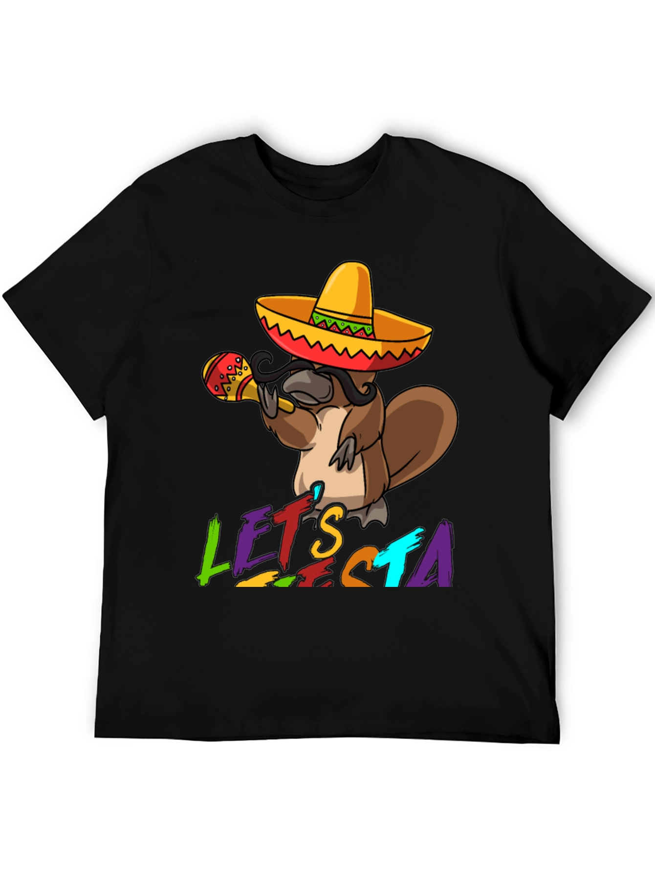 Black Let's Fiesta Platypus T-Shirt view 5