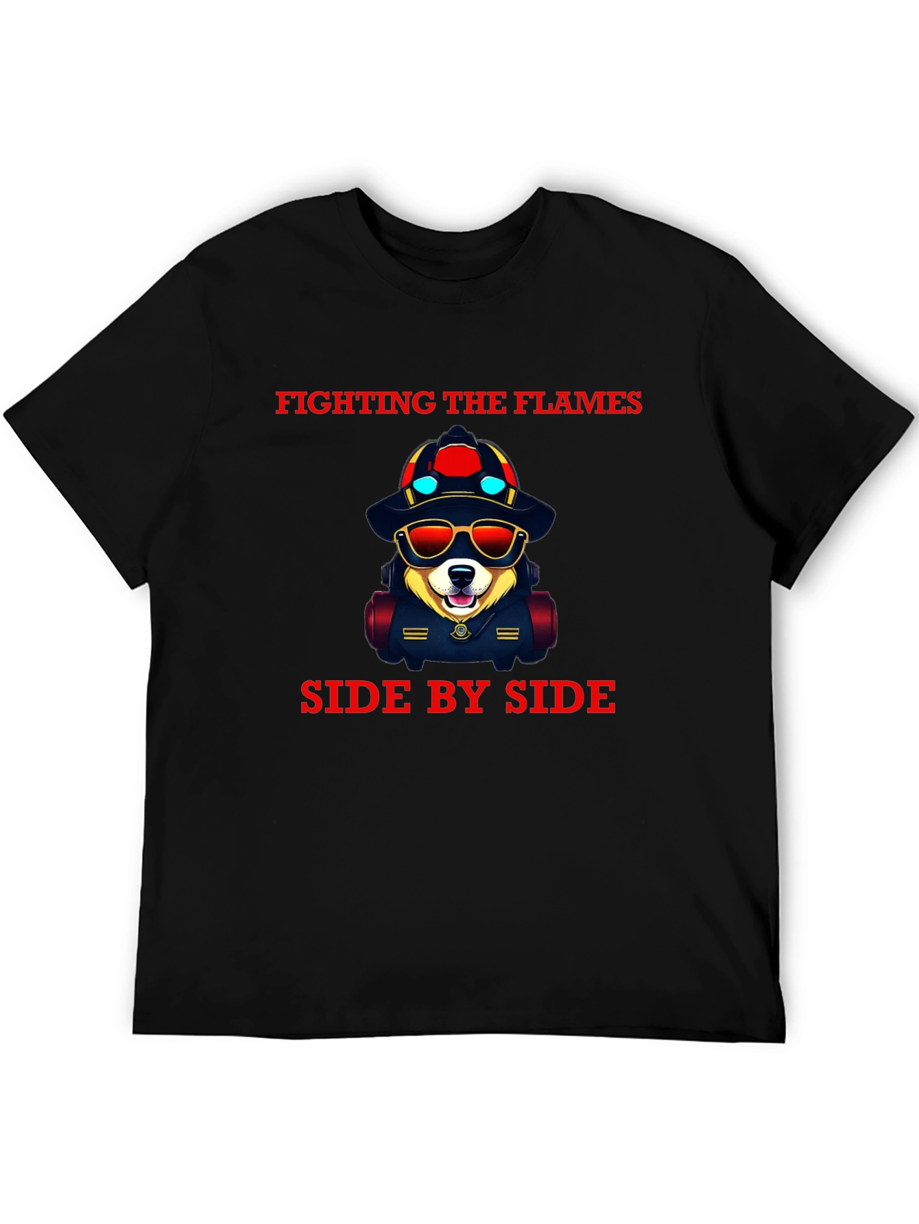 Black Firefighter Dog Graphic Tee view 5