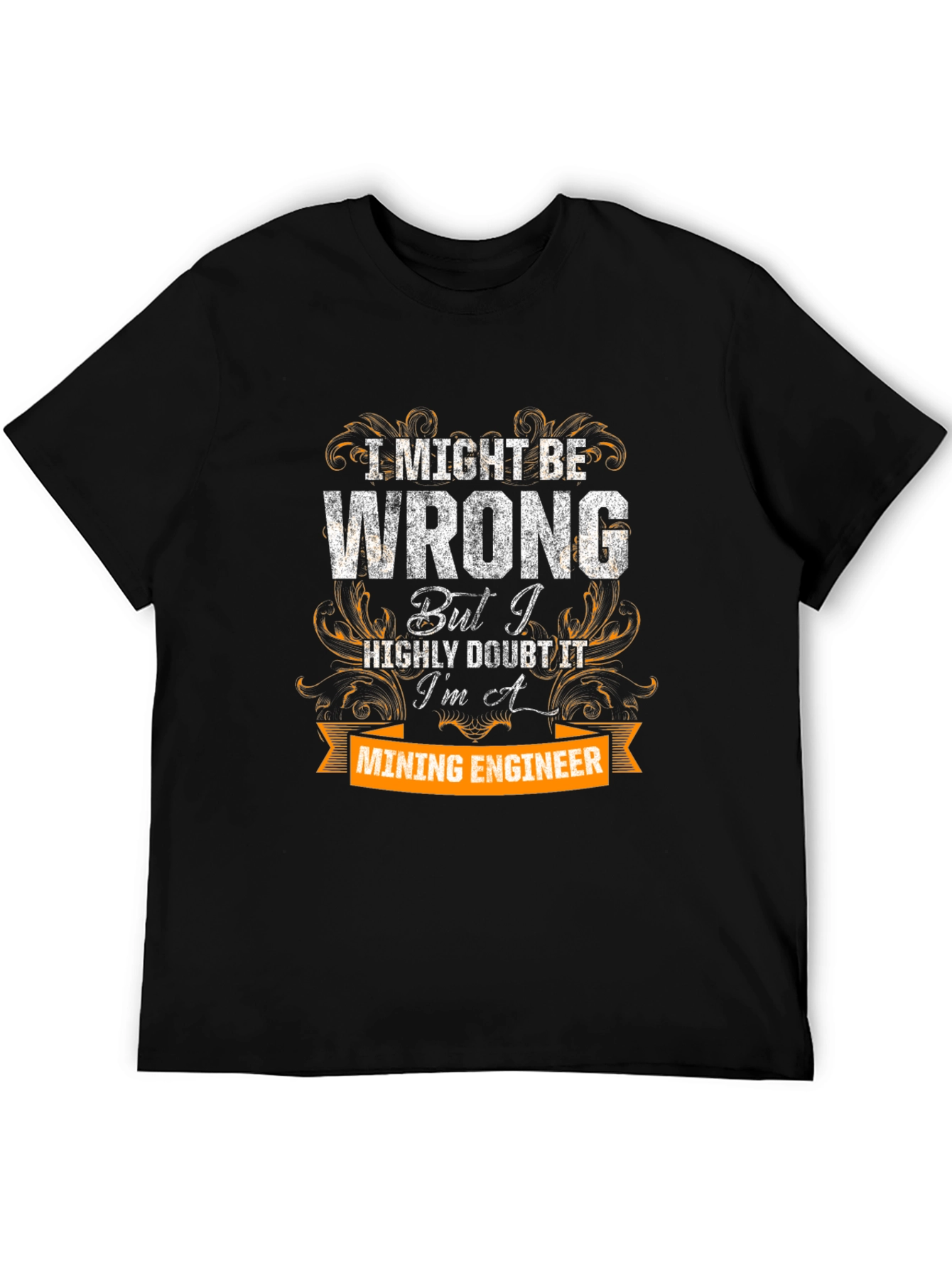 Black Mining Engineer T-Shirt view 5