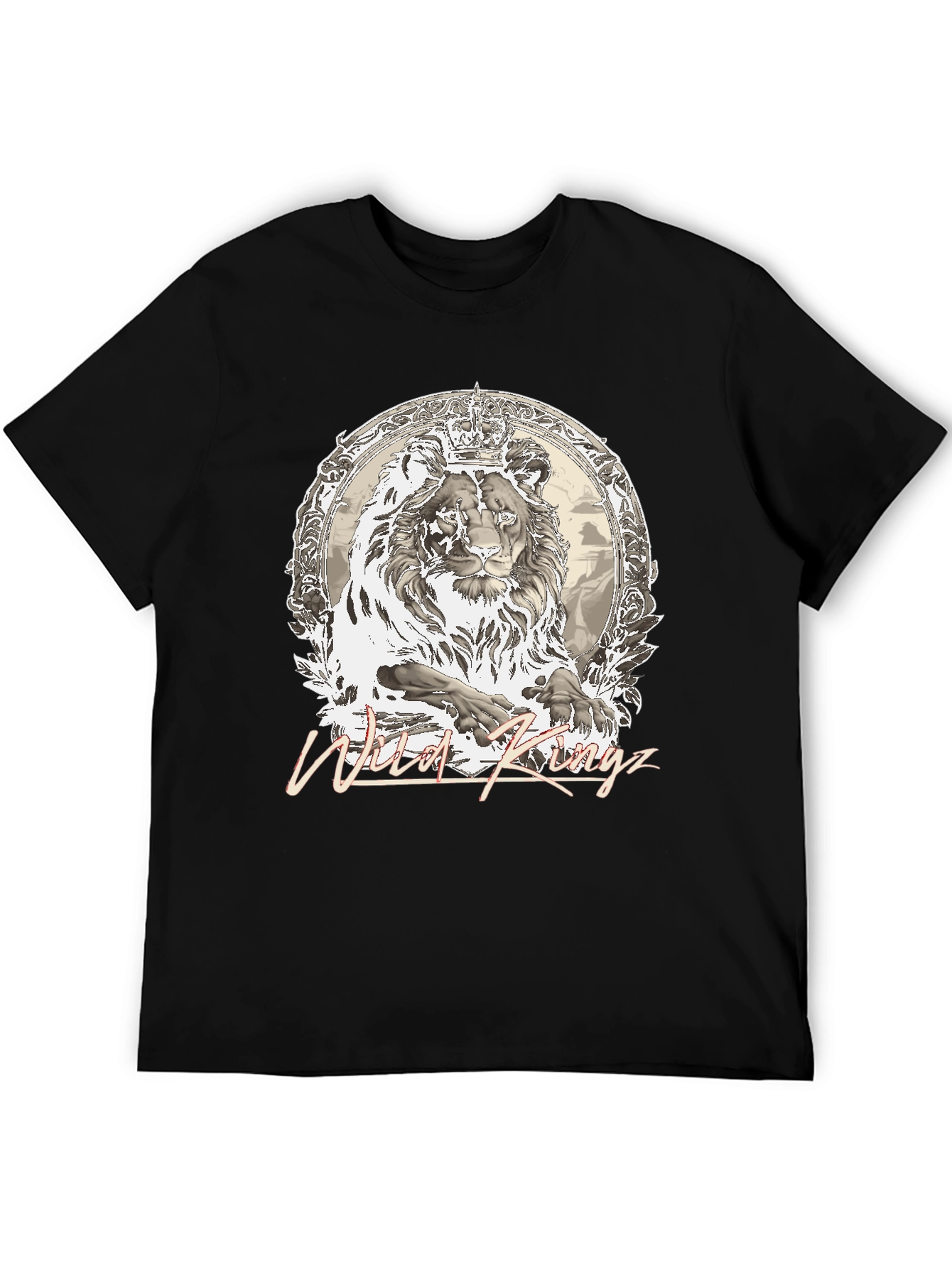 Black Wild Kingz Lion Graphic Tee - Black view 5
