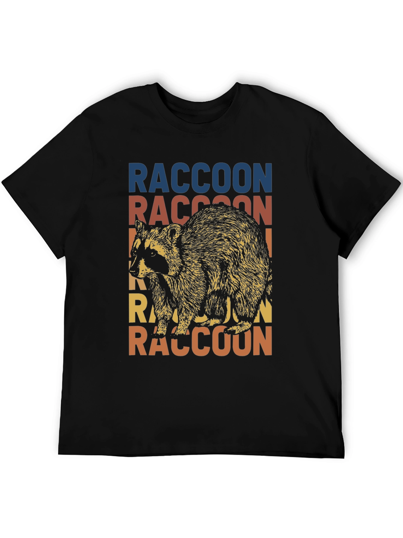 Black Retro Raccoon Graphic T-Shirt - Vintage Style Tee view 5
