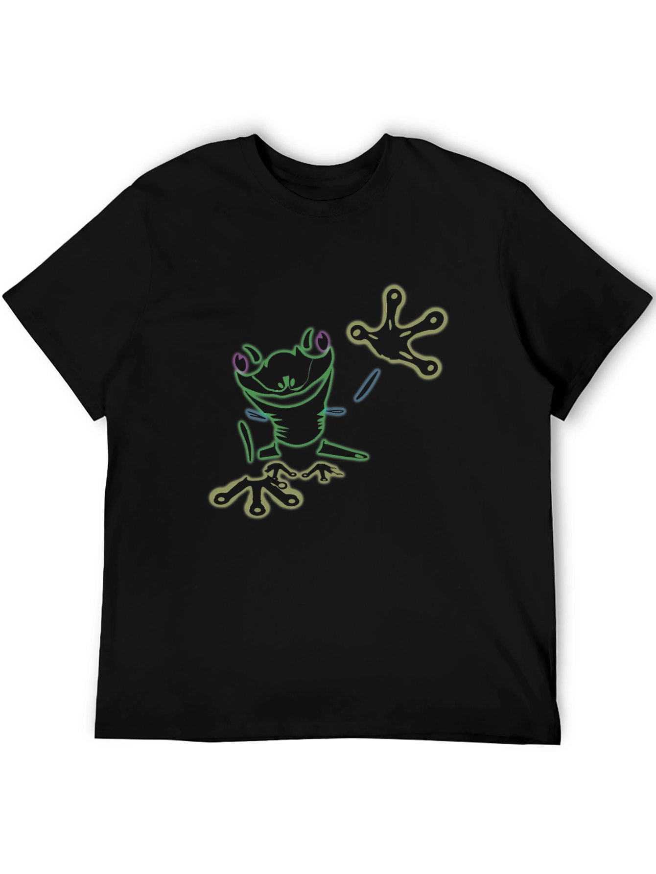Black Neon Frog Graphic T-Shirt - Cool Men's Tee view 5