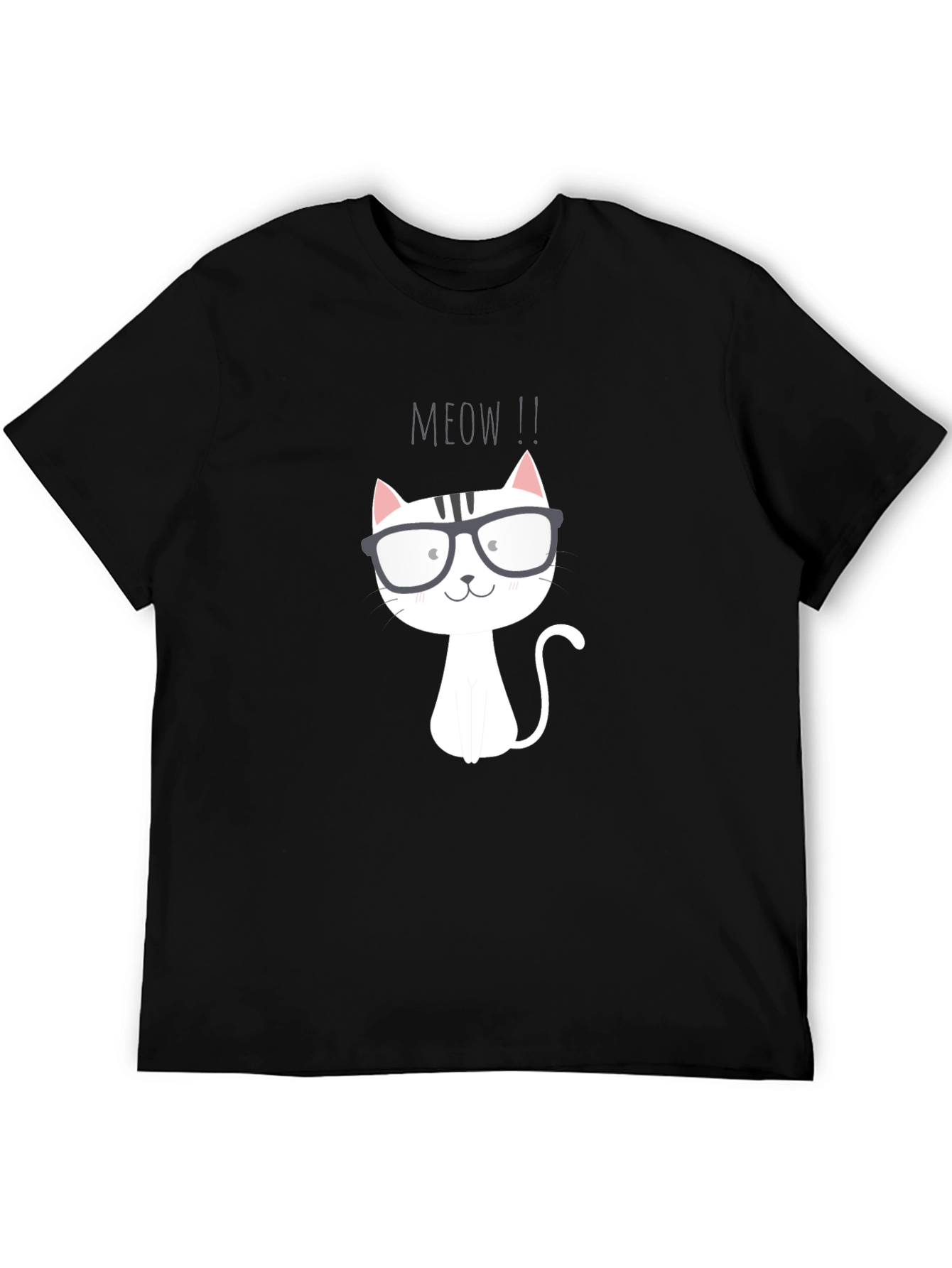 Black Meow Cat T-Shirt - Cute Cartoon Graphic Tee view 5