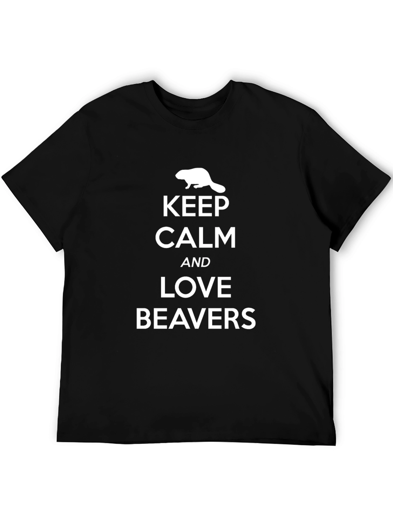 Black Keep Calm & Love Beavers Funny Graphic T-Shirt view 5