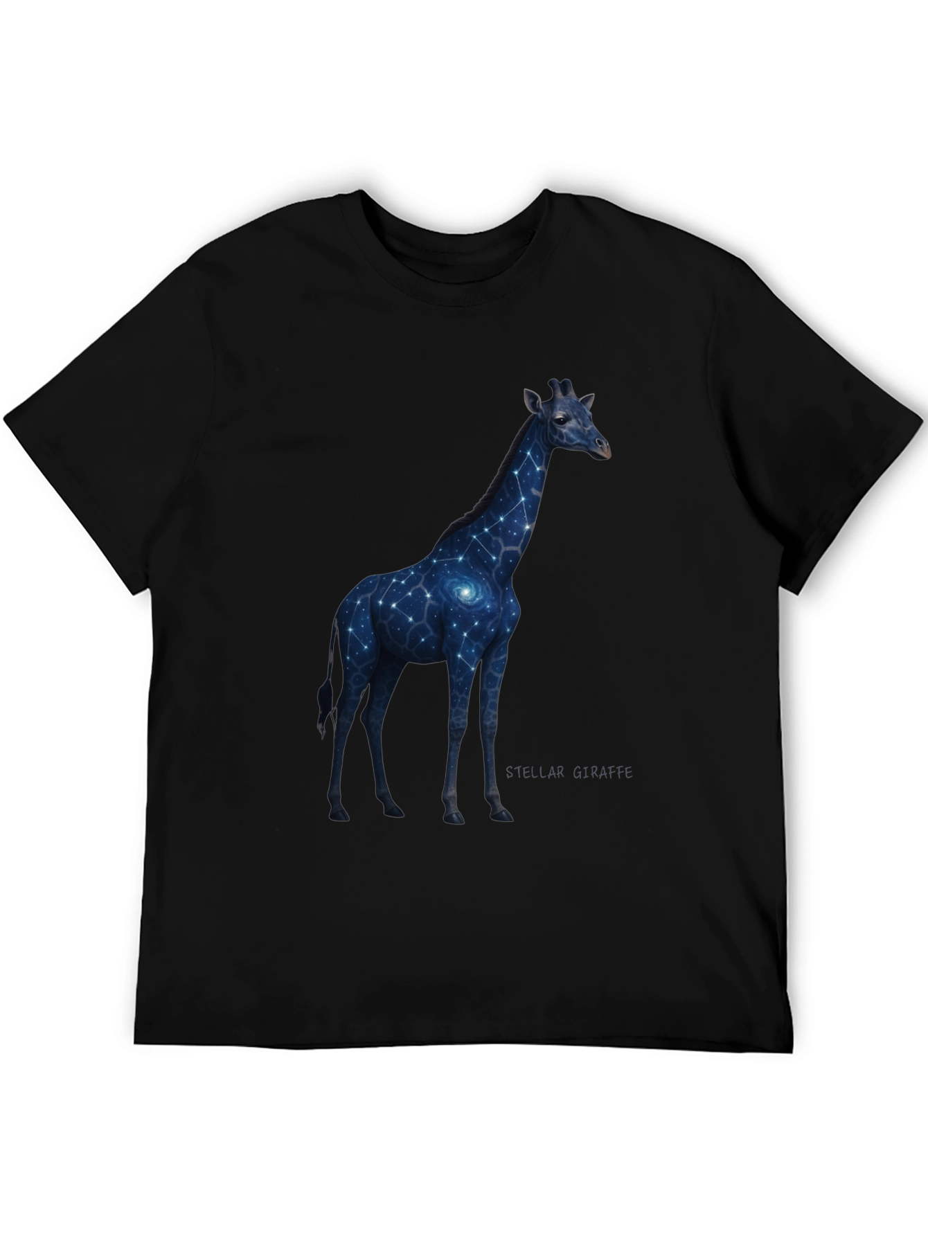 Black Galaxy Giraffe Graphic T-Shirt view 5