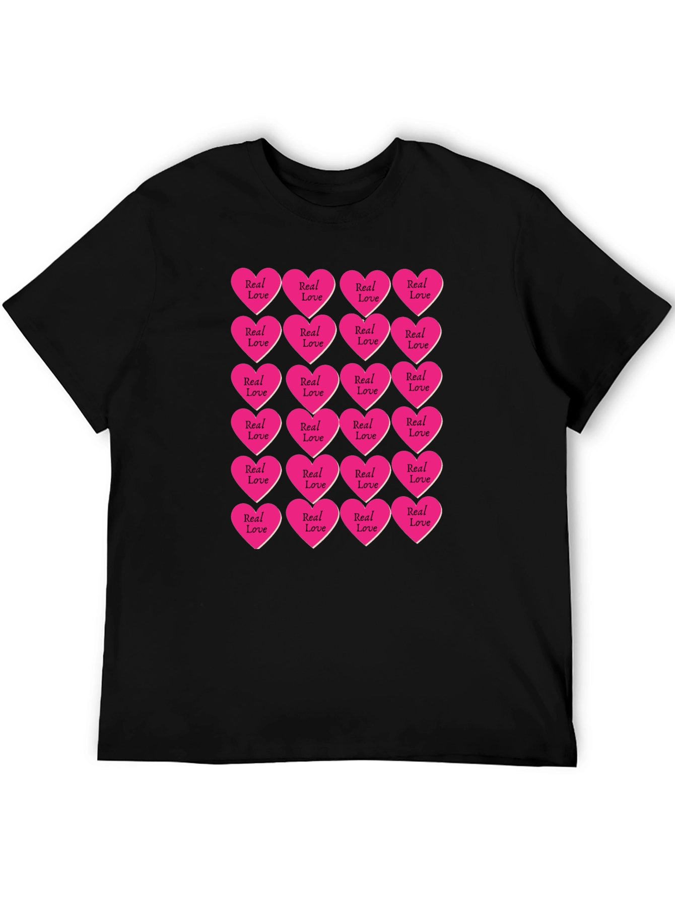 Black Real Love Hearts T-Shirt - Graphic Print Tee view 5