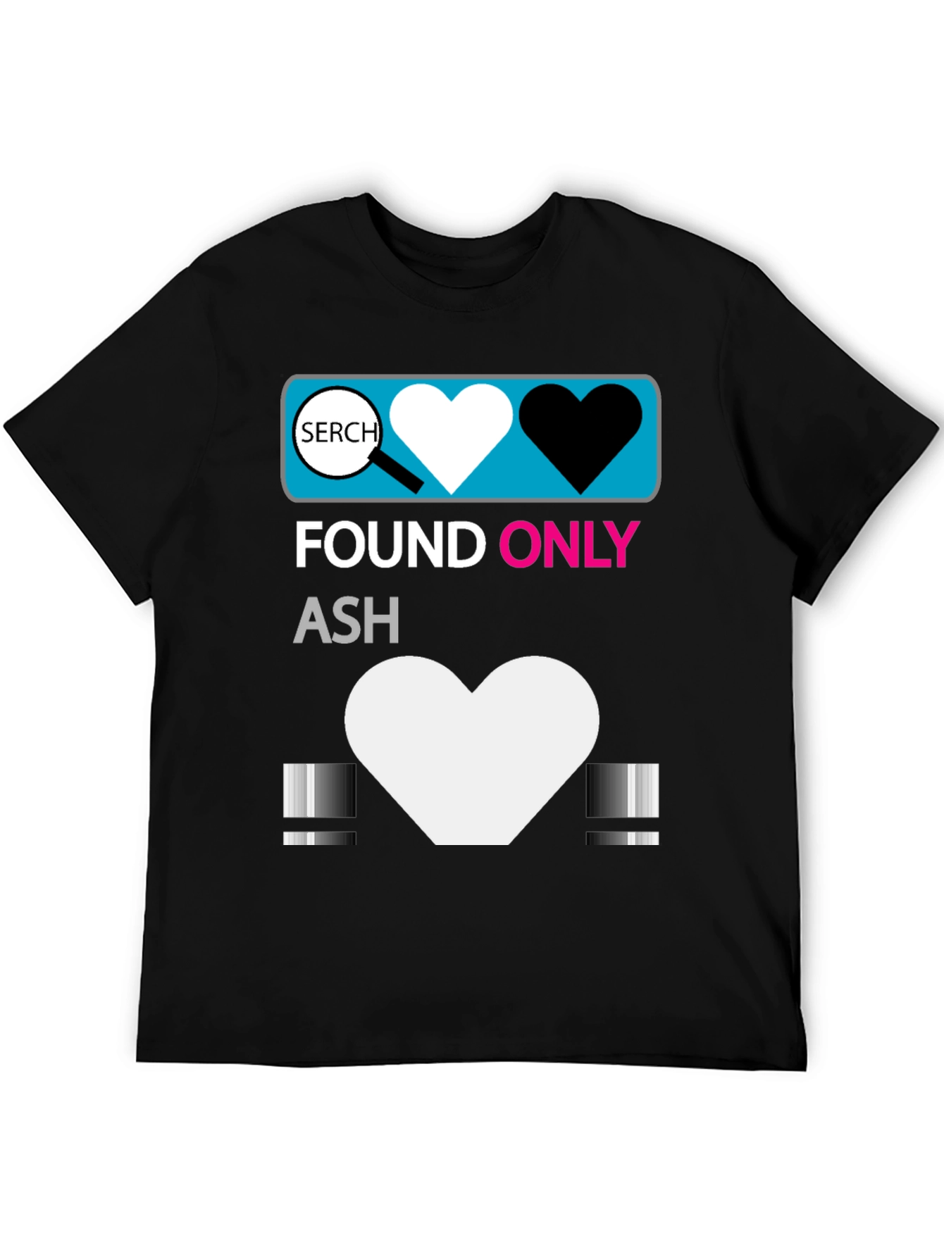 Black Found Only Ash T-Shirt - Heart Search Design view 5