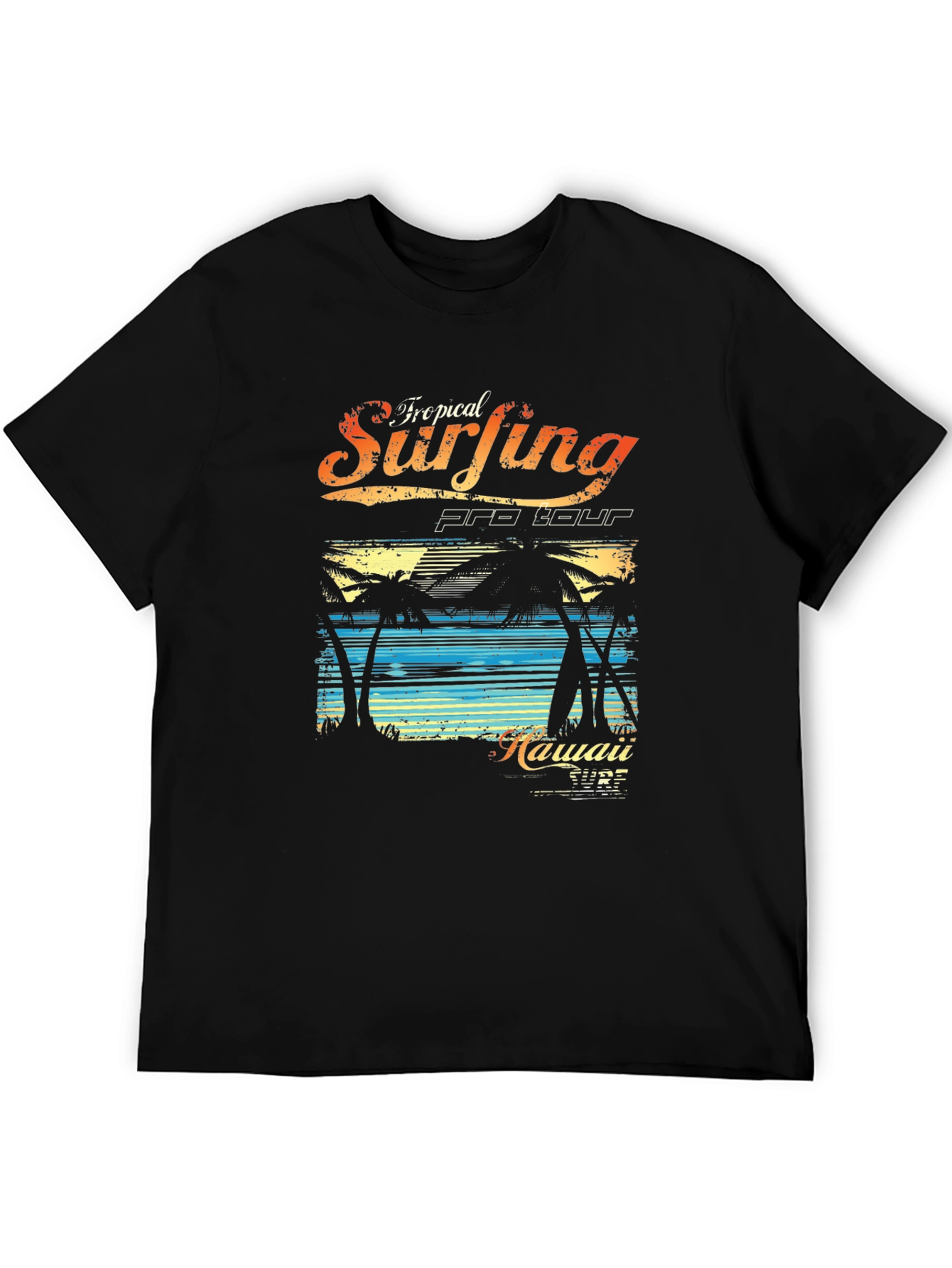 Black Tropical Surfing Pro Tour Hawaii T-Shirt view 5