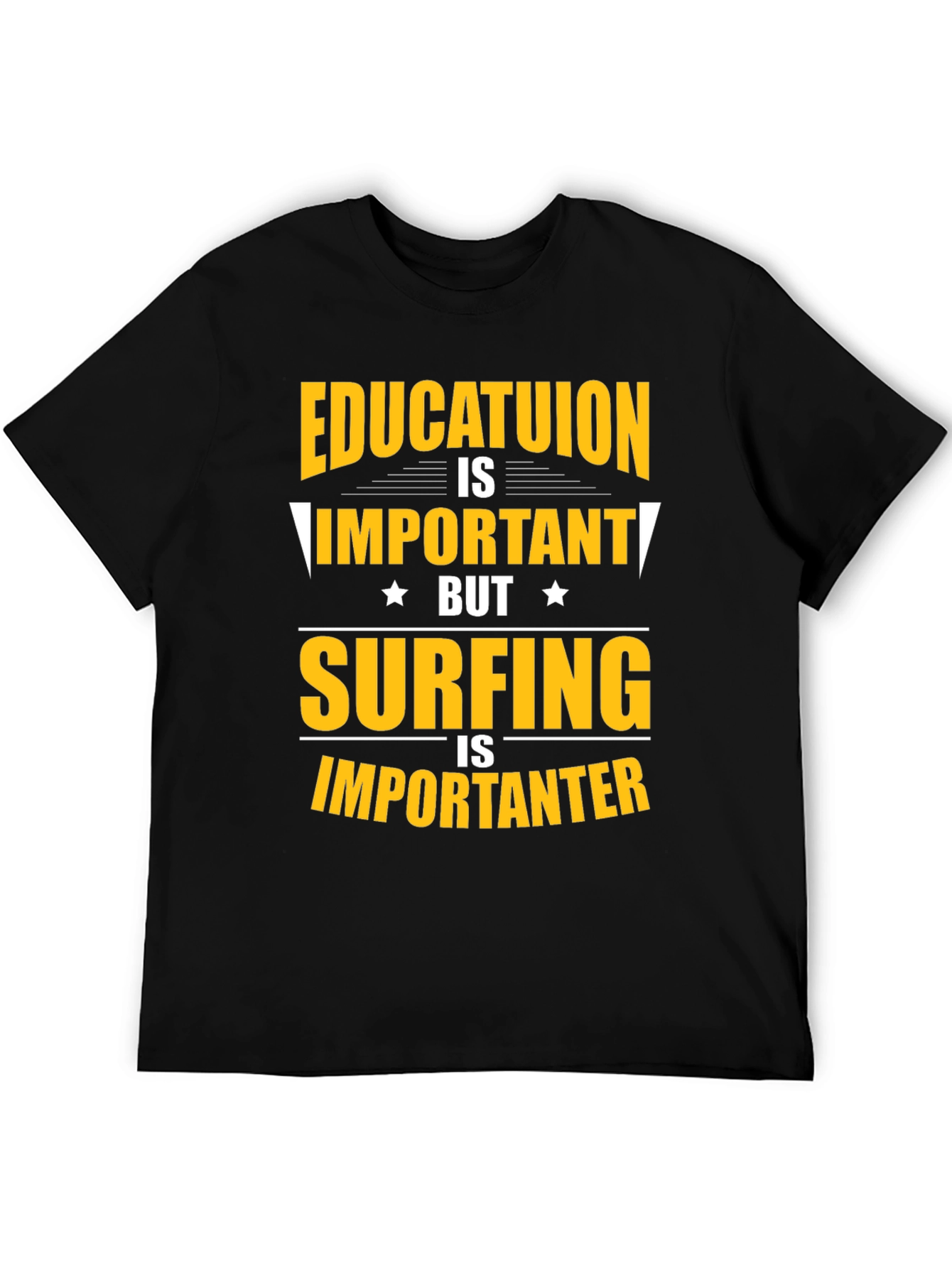 Black Funny Surfing Education T-Shirt view 5