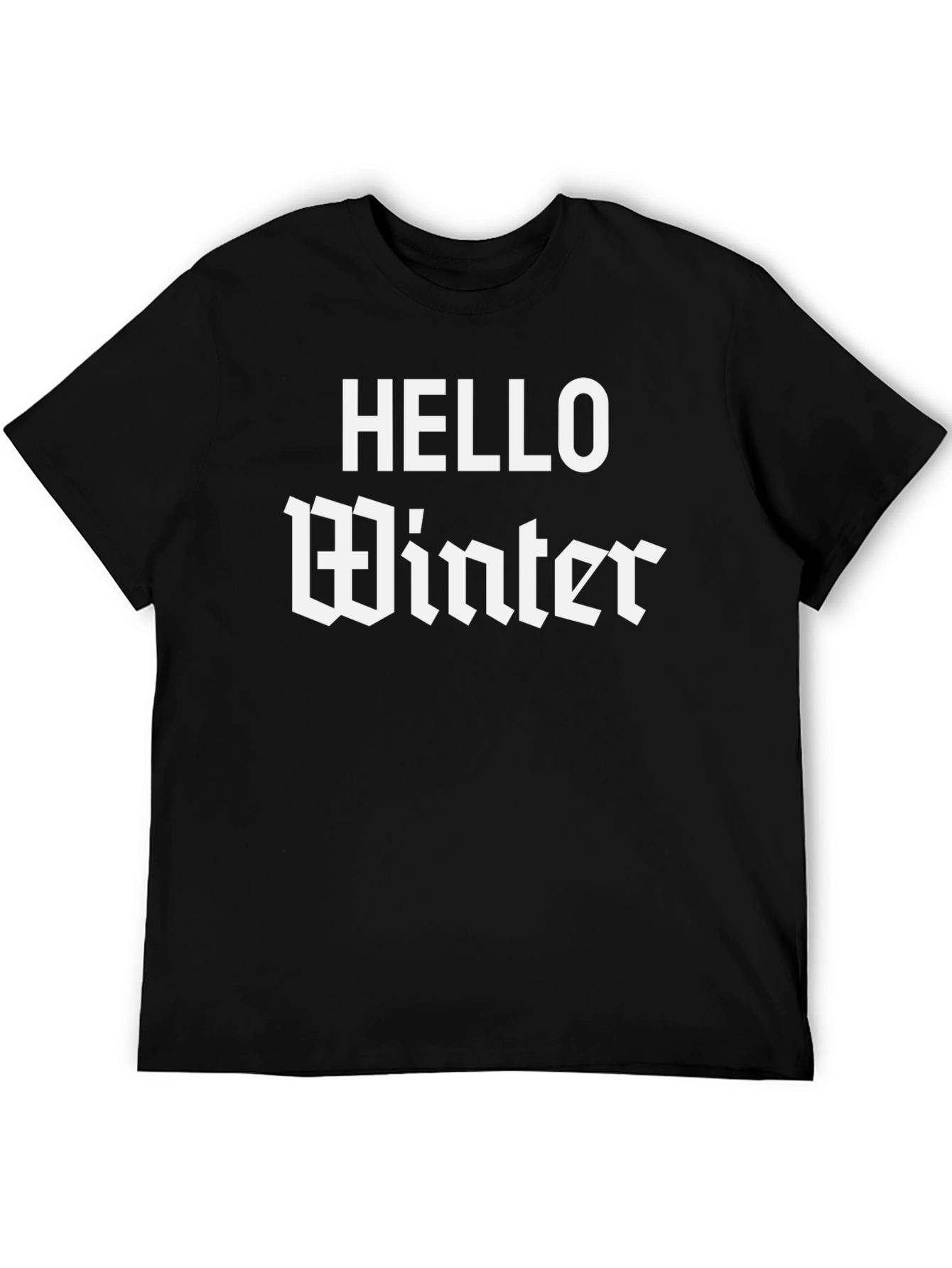 Black Hello Winter Graphic Tee - Black Cotton Blend view 5