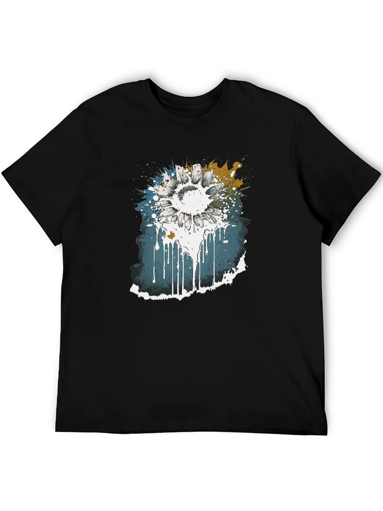 Black Sunflower Splash Graphic Tee view 5