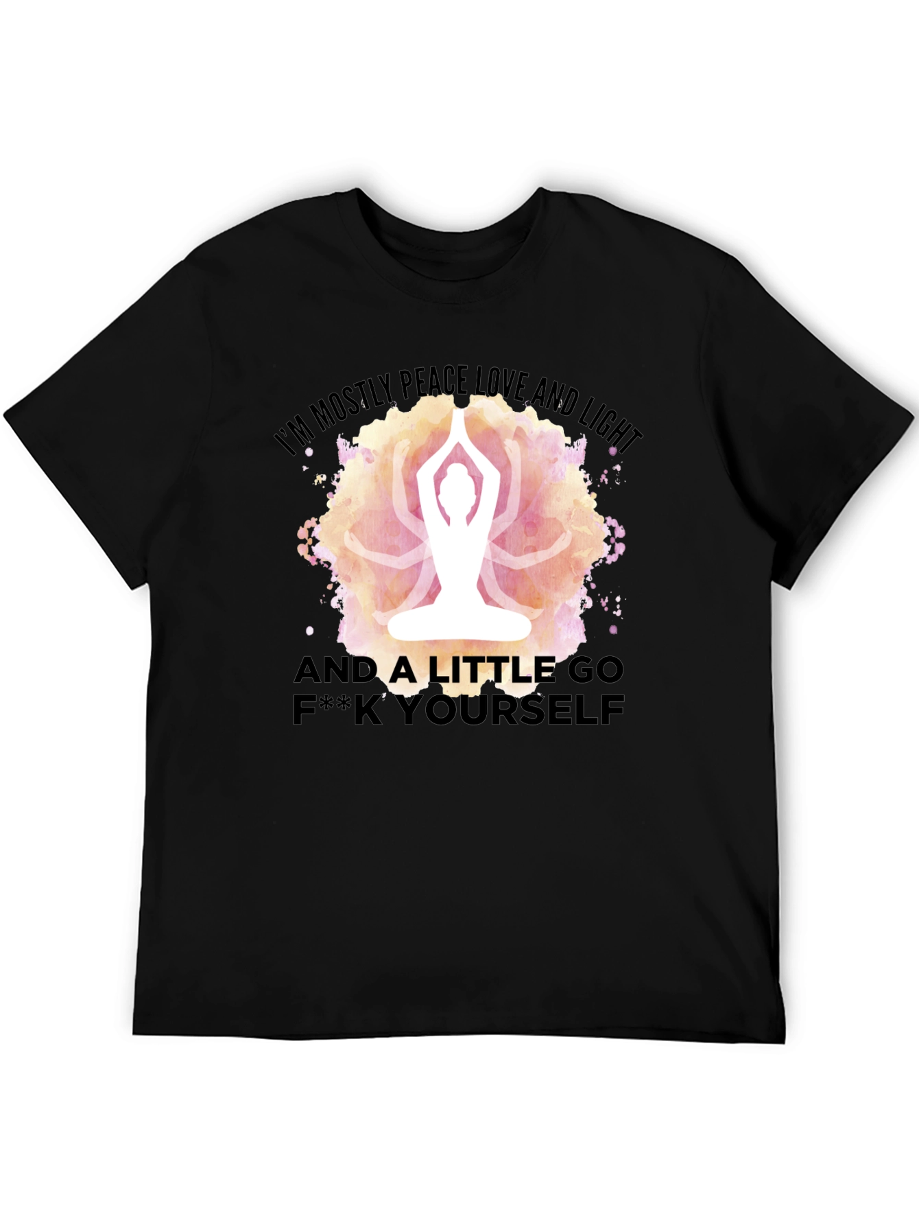 Black Peace Love Light Yoga Funny Graphic T-Shirt view 5