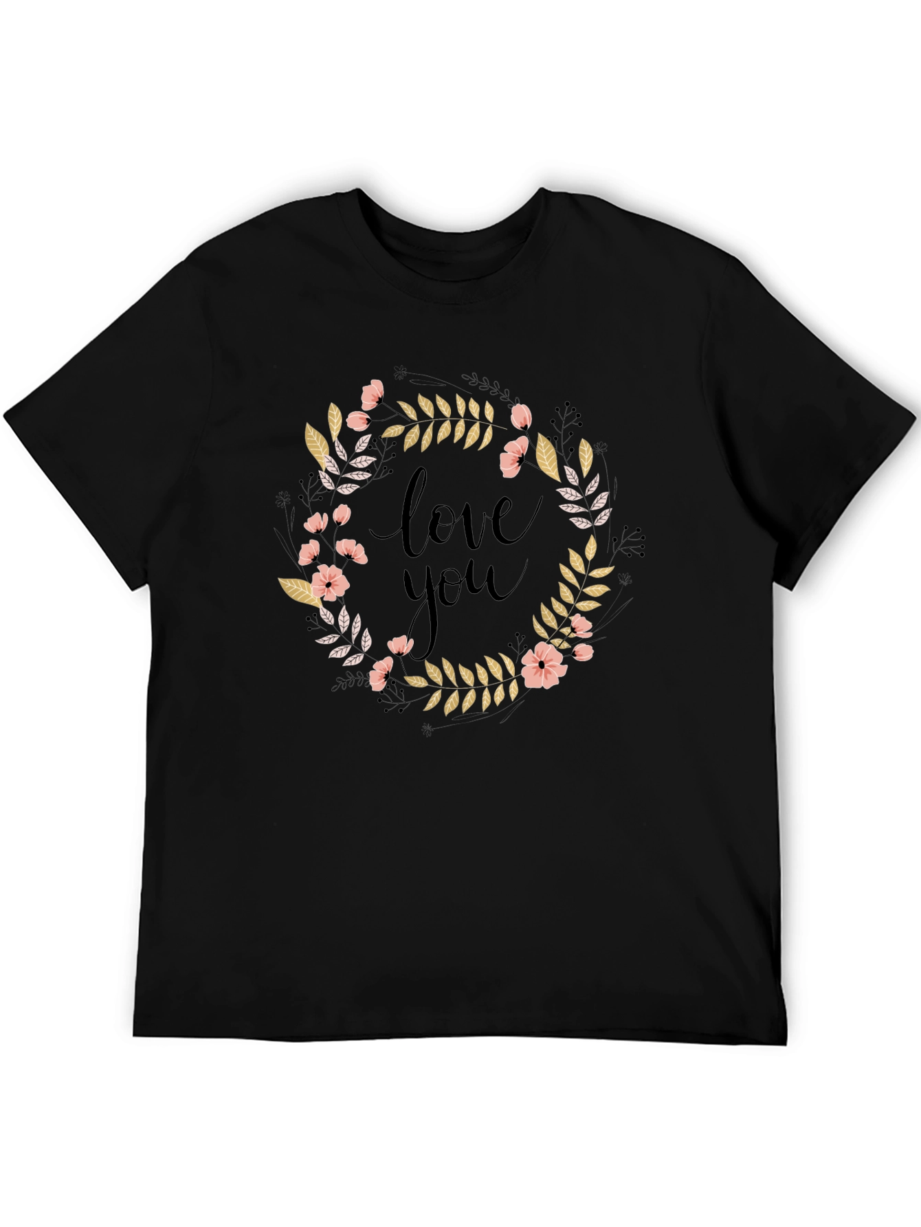 Black Love You Floral Wreath Graphic Tee view 5