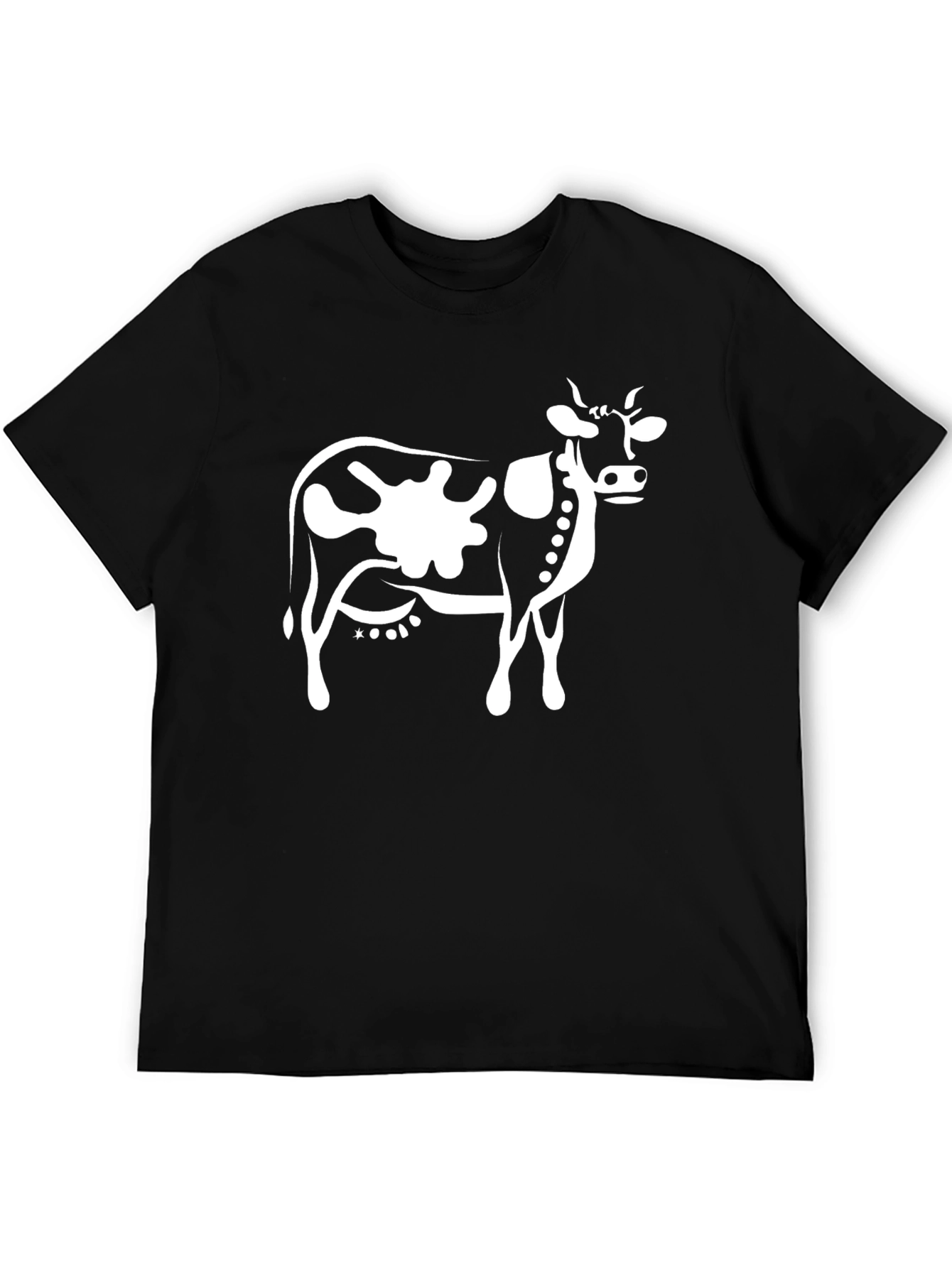 Black Cow Graphic Tee - Black Cotton T-Shirt view 5