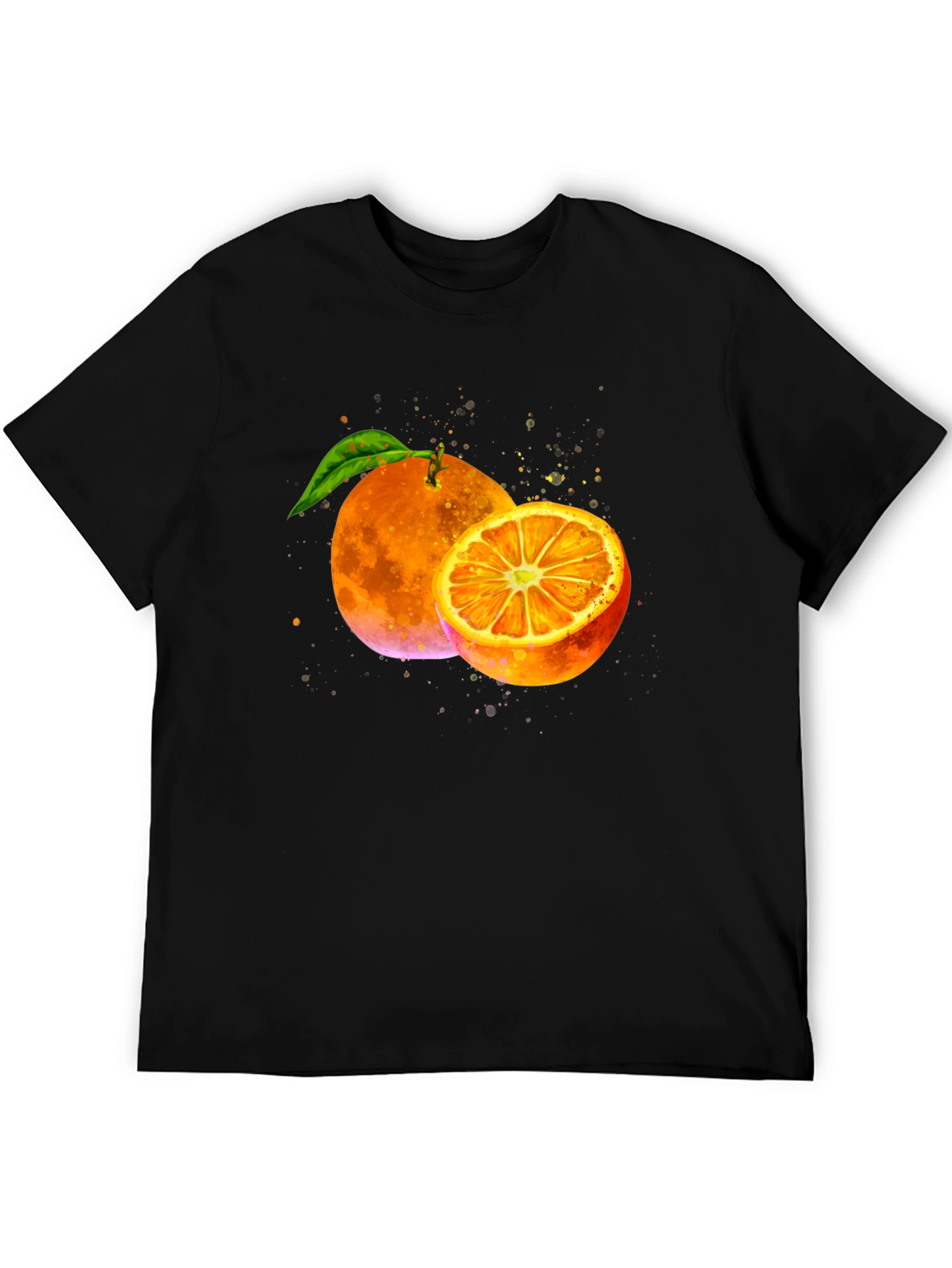 Black Orange Graphic Print Black T-Shirt view 5