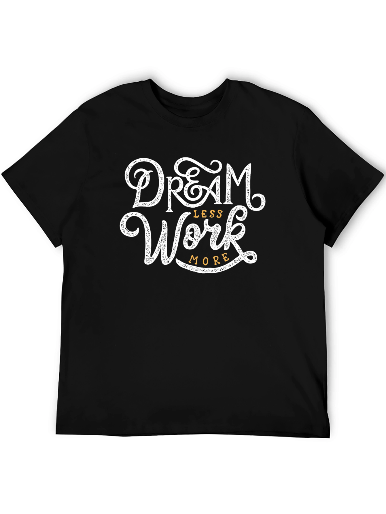 Black Dream Less Work More Graphic Tee - Black Cotton T-Shirt view 5