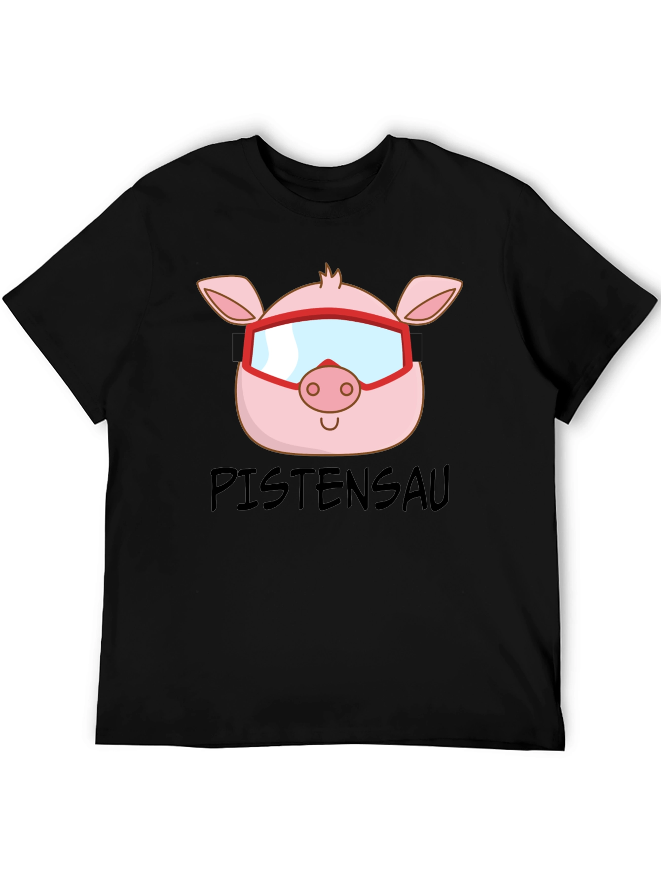 Black Ski Pig T-Shirt - PISTENSAU Funny Skiing Design view 5