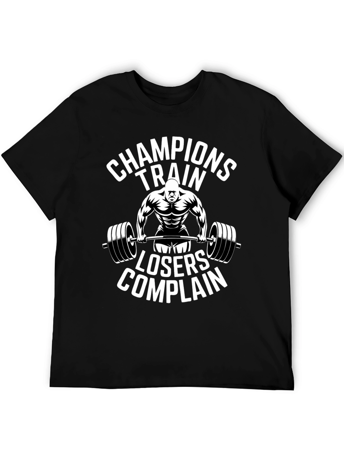 Black Champions Train T-Shirt - Motivational Workout Tee view 5